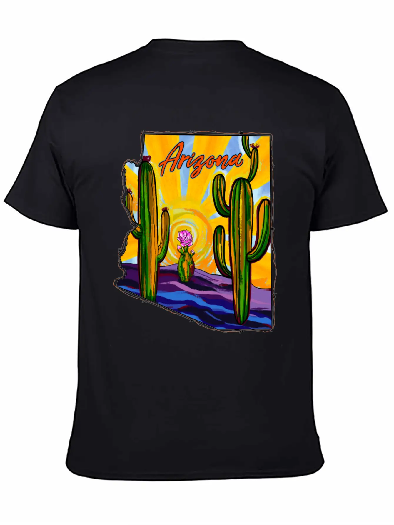 Arizona Desert Map Unisex Short Sleeve Soft Cotton T-Shirt – Casual Everyday Wear