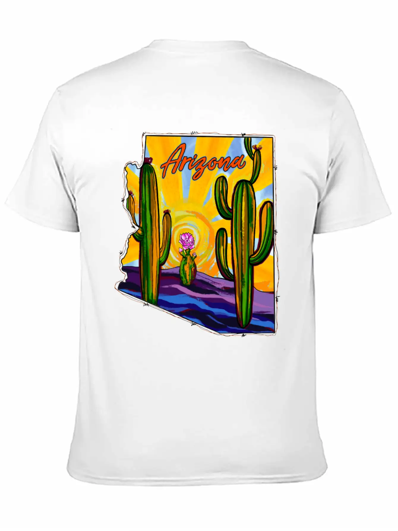 Arizona Desert Map Unisex Short Sleeve Soft Cotton T-Shirt – Casual Everyday Wear