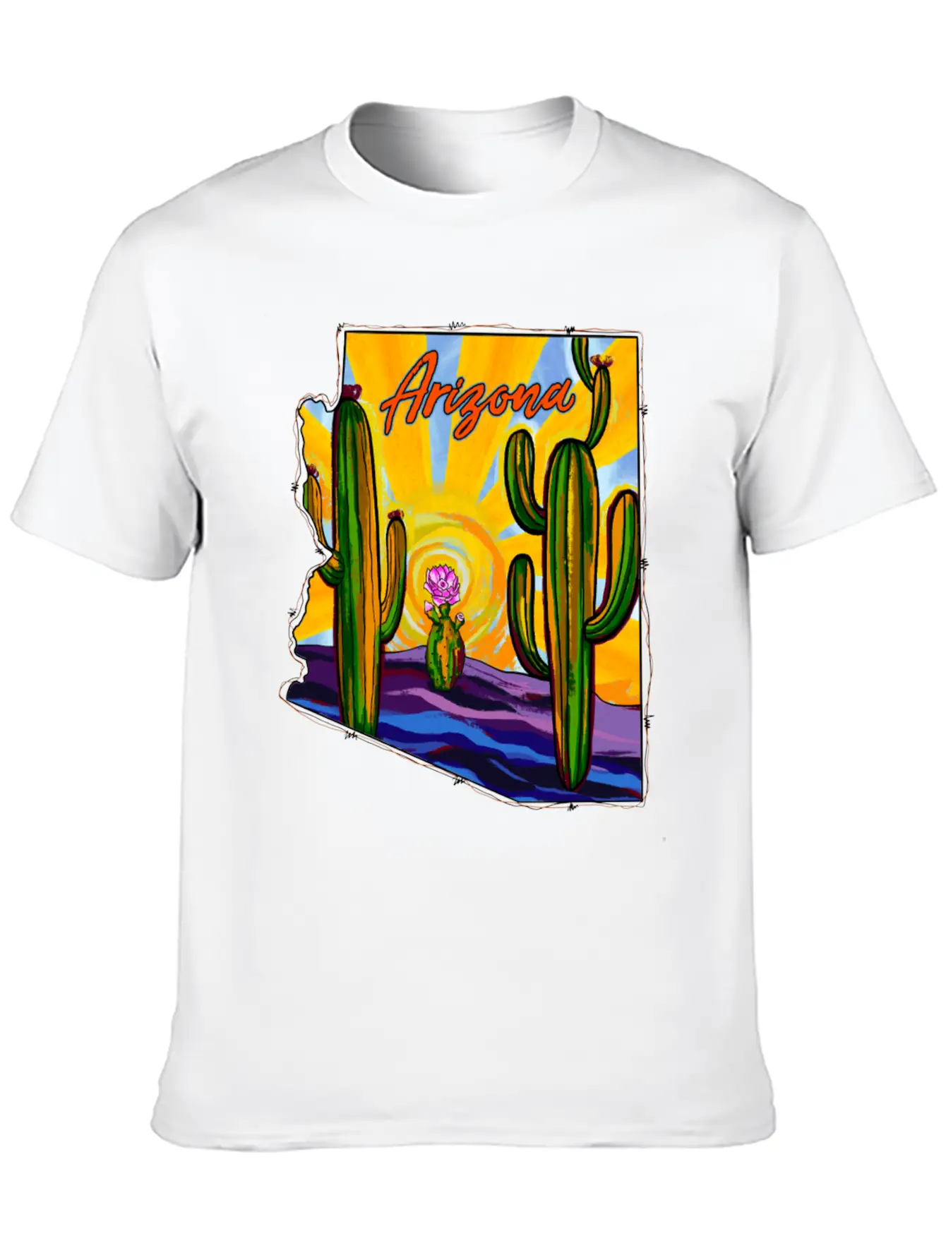 Arizona Desert Map Unisex Short Sleeve Soft Cotton T-Shirt – Casual Everyday Wear
