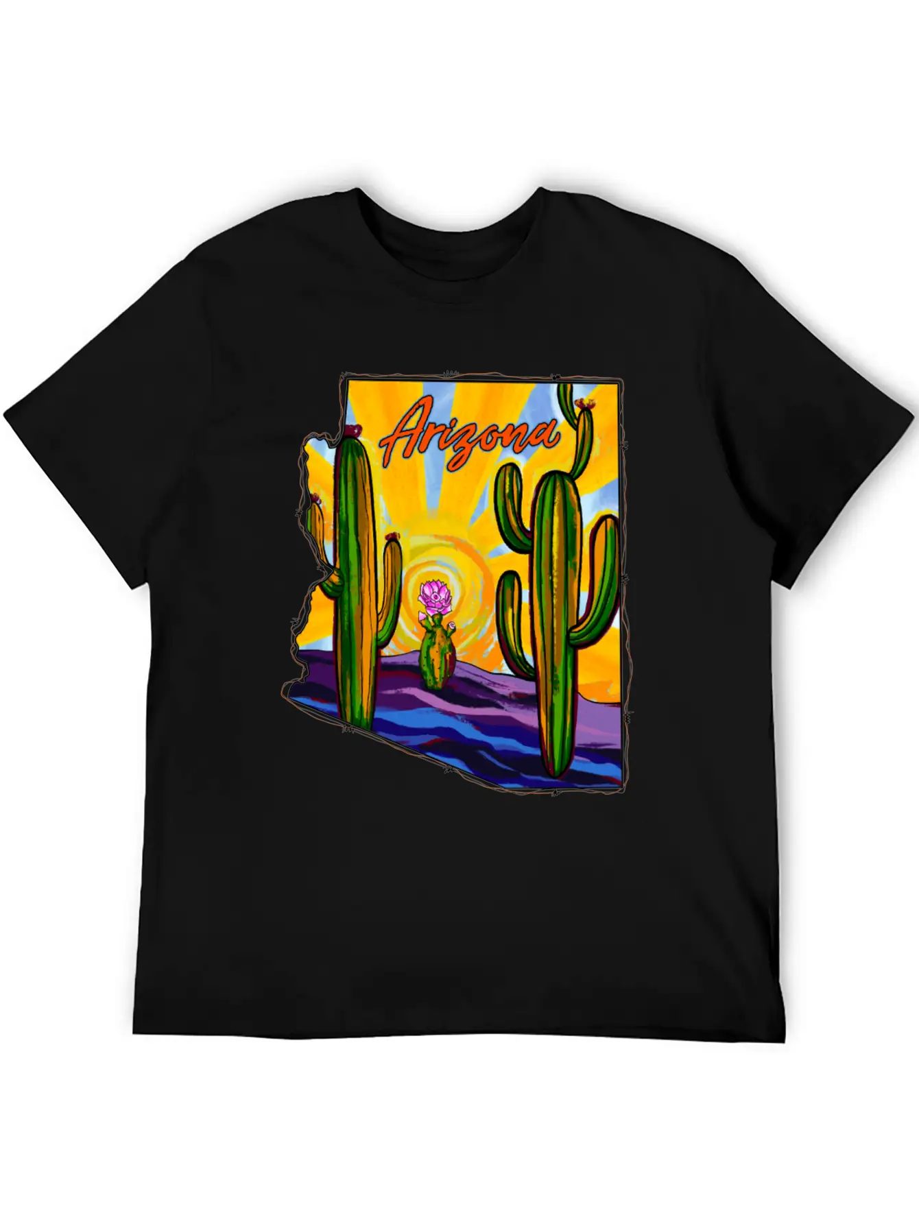 Arizona Desert Map Unisex Short Sleeve Soft Cotton T-Shirt – Casual Everyday Wear
