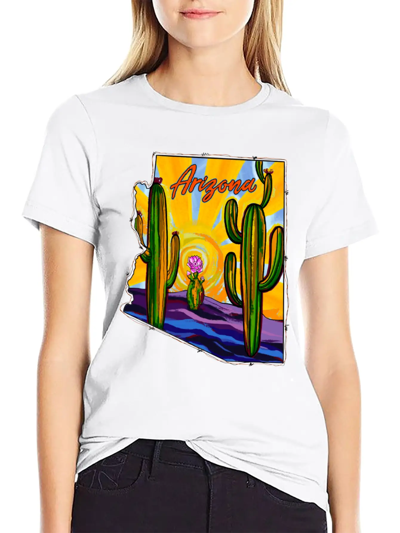 Arizona Desert Map Unisex Short Sleeve Soft Cotton T-Shirt – Casual Everyday Wear