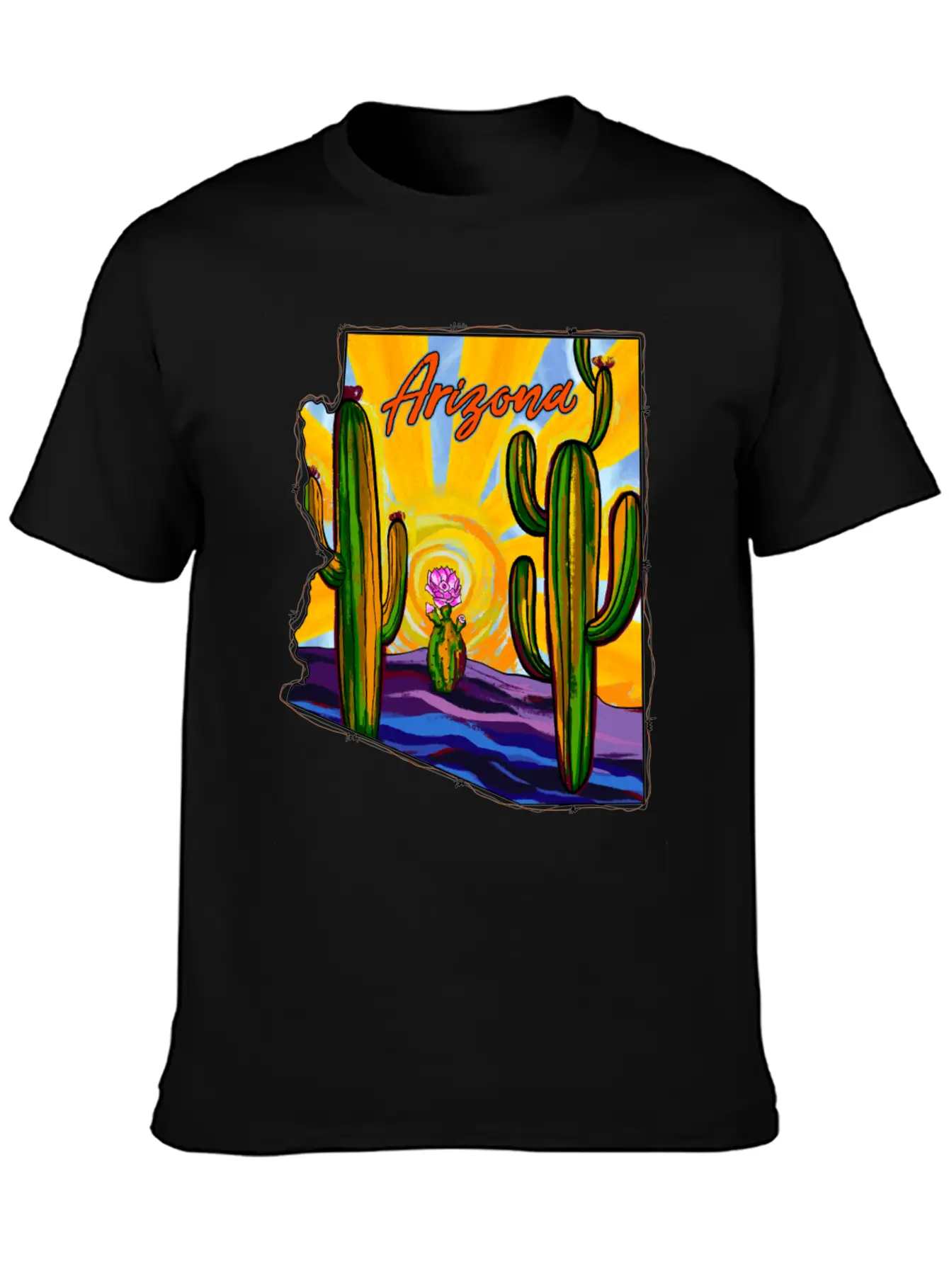 Arizona Desert Map Unisex Short Sleeve Soft Cotton T-Shirt – Casual Everyday Wear