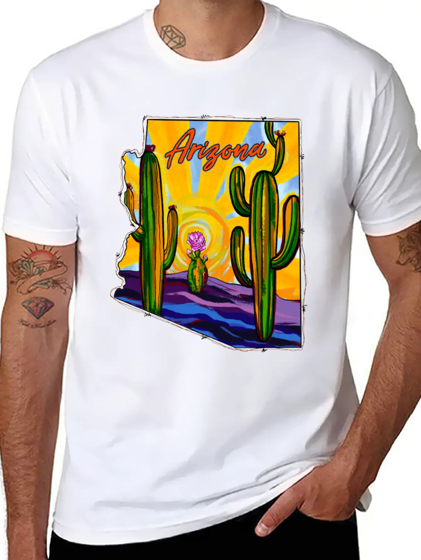 Arizona Desert Map Unisex Short Sleeve Soft Cotton T-Shirt – Casual Everyday Wear