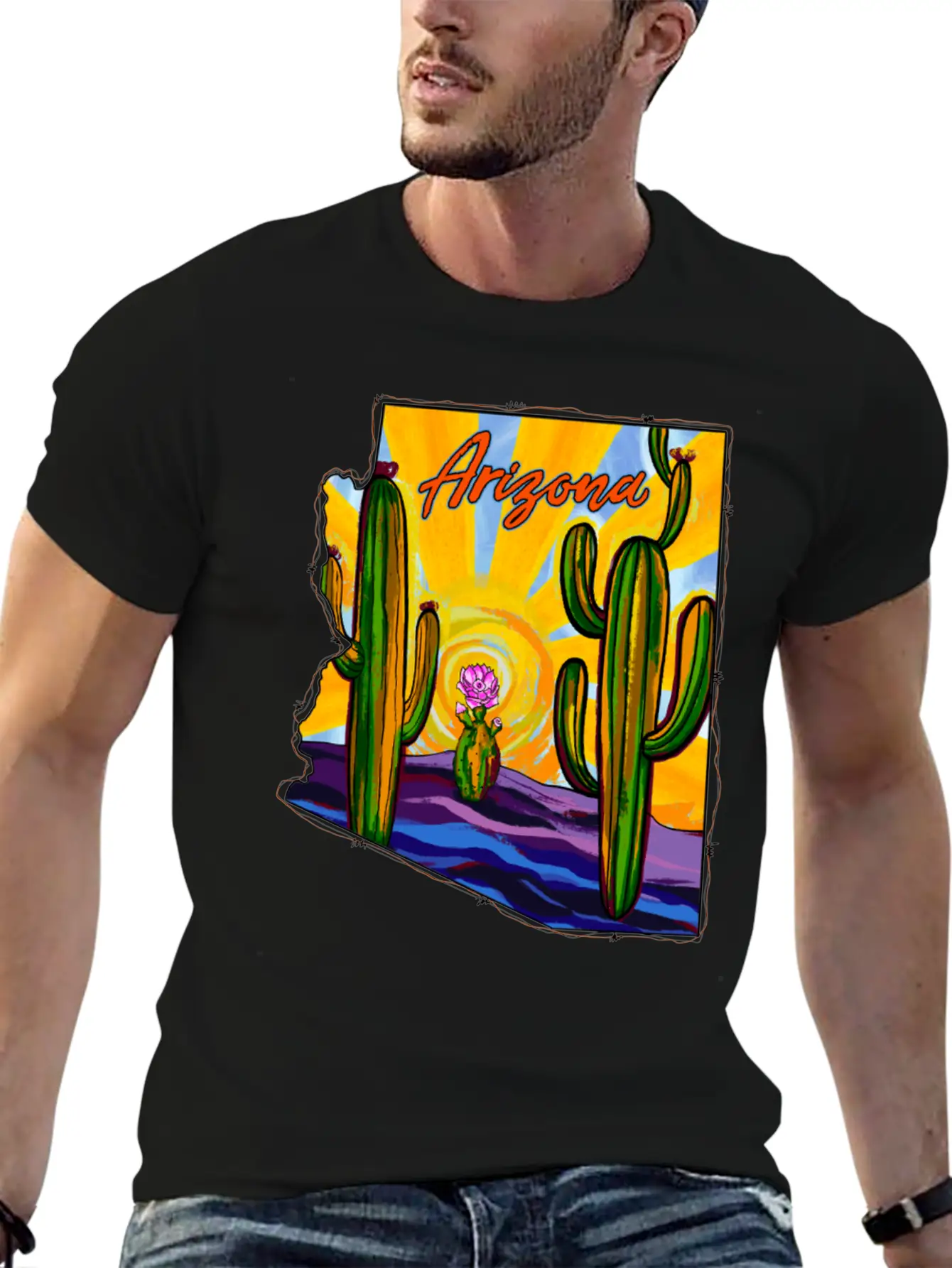 Arizona Desert Map Unisex Short Sleeve Soft Cotton T-Shirt – Casual Everyday Wear
