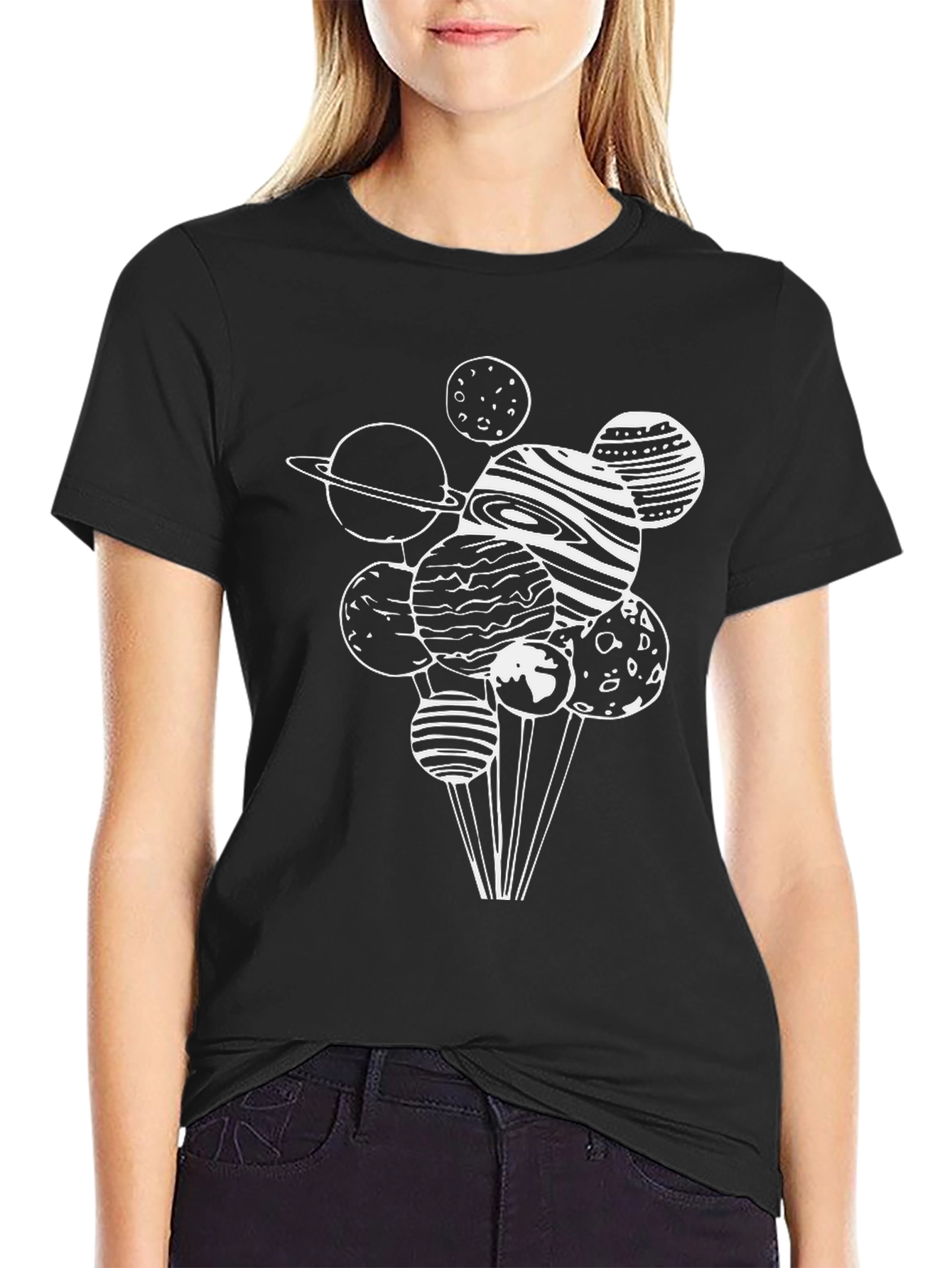 Planetary Graphic Tee - Black Cotton Blend