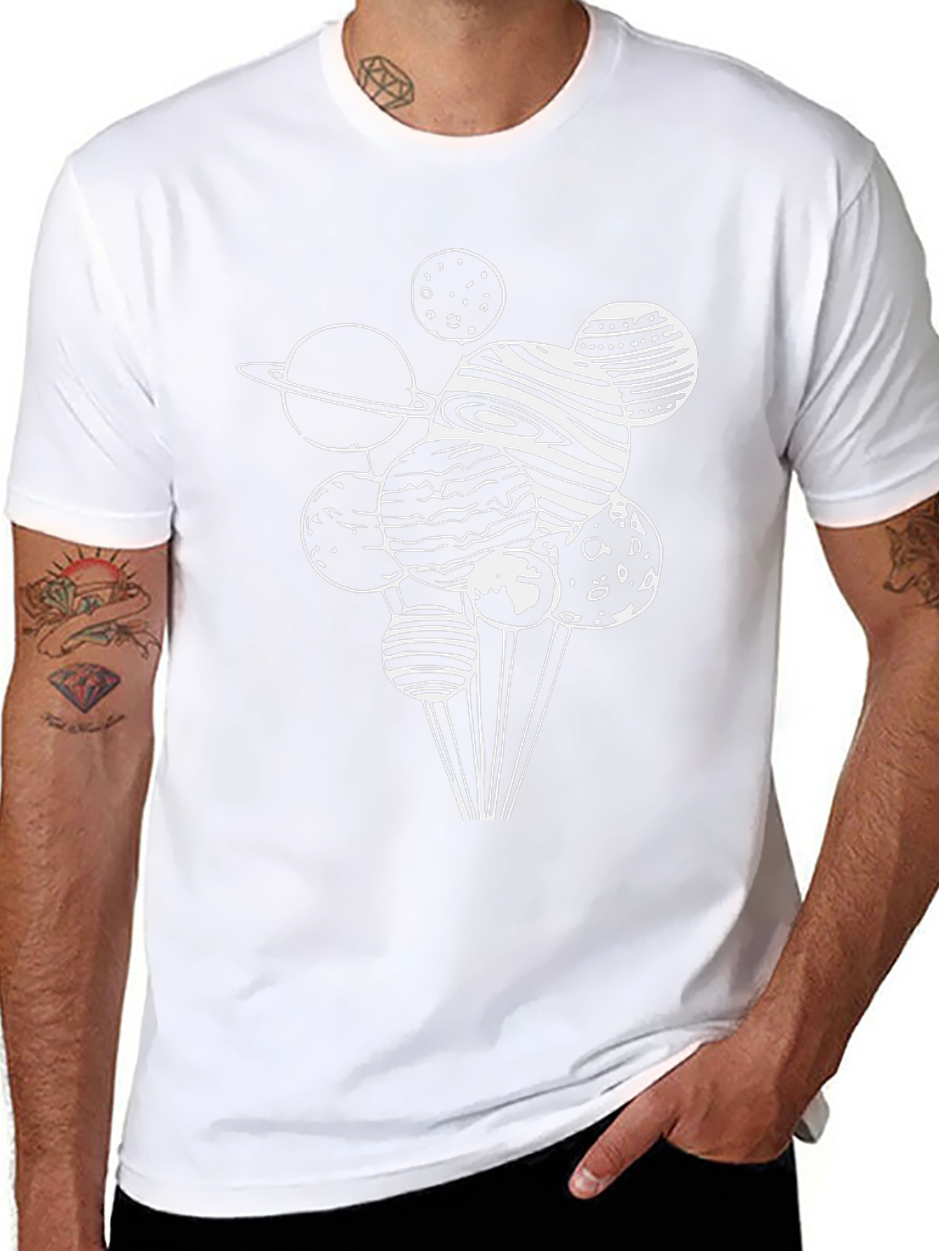Planetary Graphic Tee - Black Cotton Blend