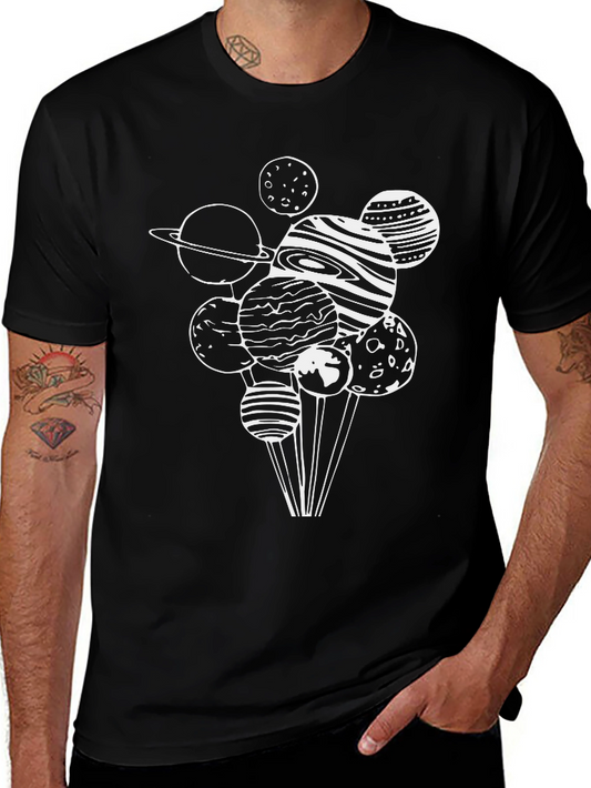 Planetary Graphic Tee - Black Cotton Blend