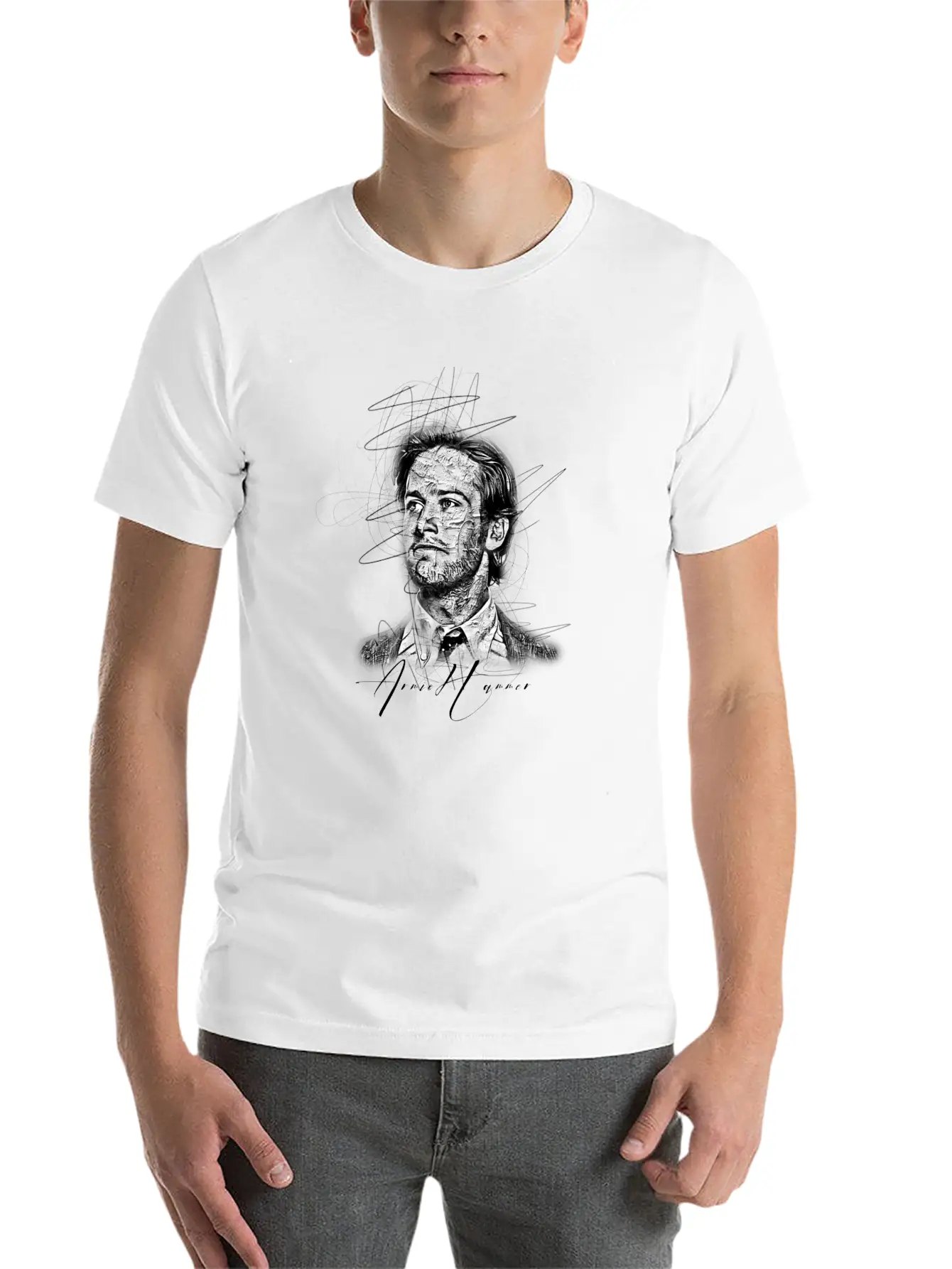 Armie Hammer Sketch Art , Abstract Sketch Art Essential Unisex Summer Tee – Soft Cotton Casual Fit