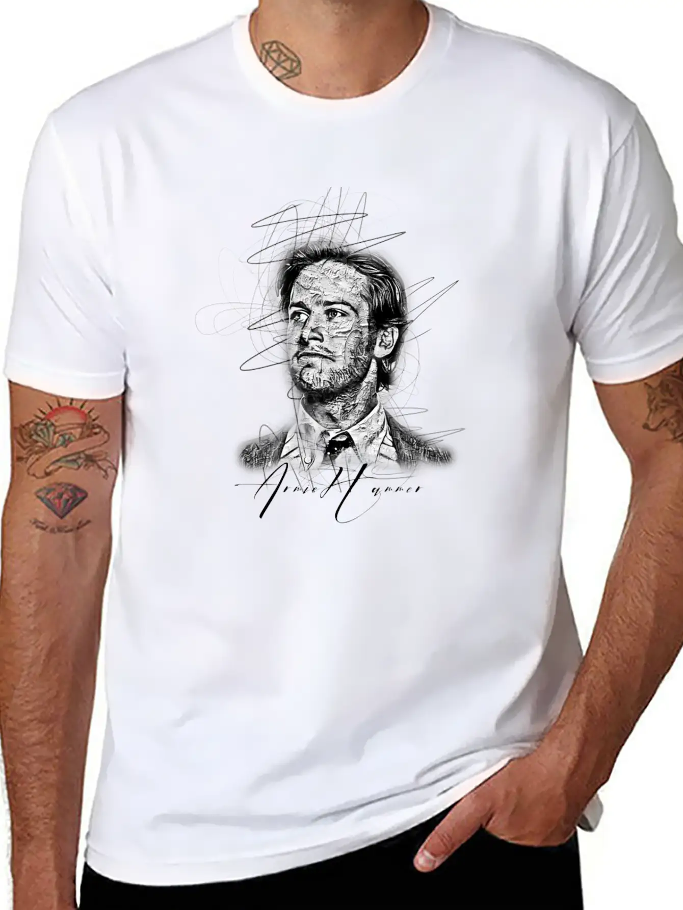 Armie Hammer Sketch Art , Abstract Sketch Art Essential Unisex Summer Tee – Soft Cotton Casual Fit