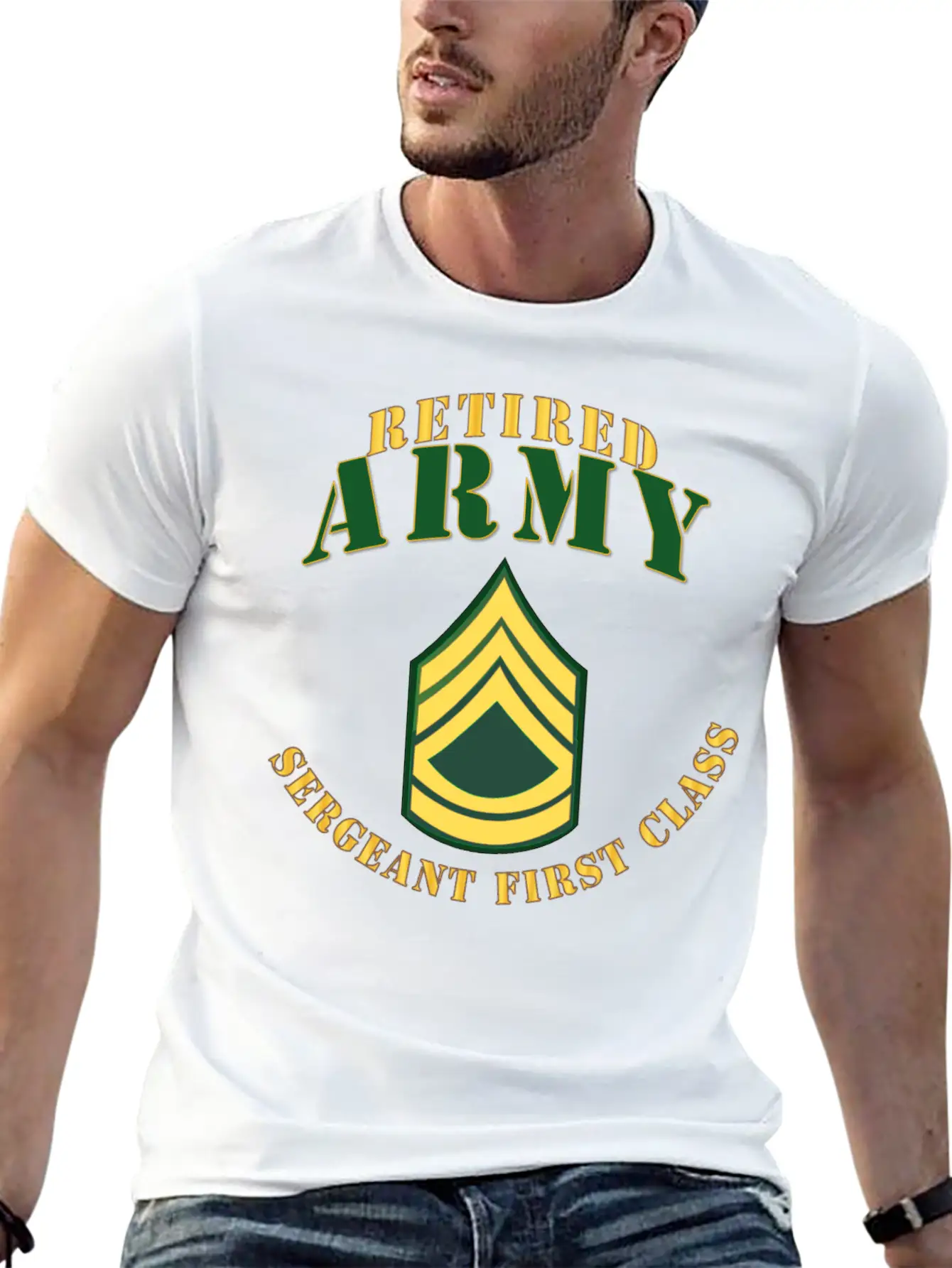 Army ARMY SFC Retired Stylish Everyday T-Shirt – Unisex Basic Cotton Tee