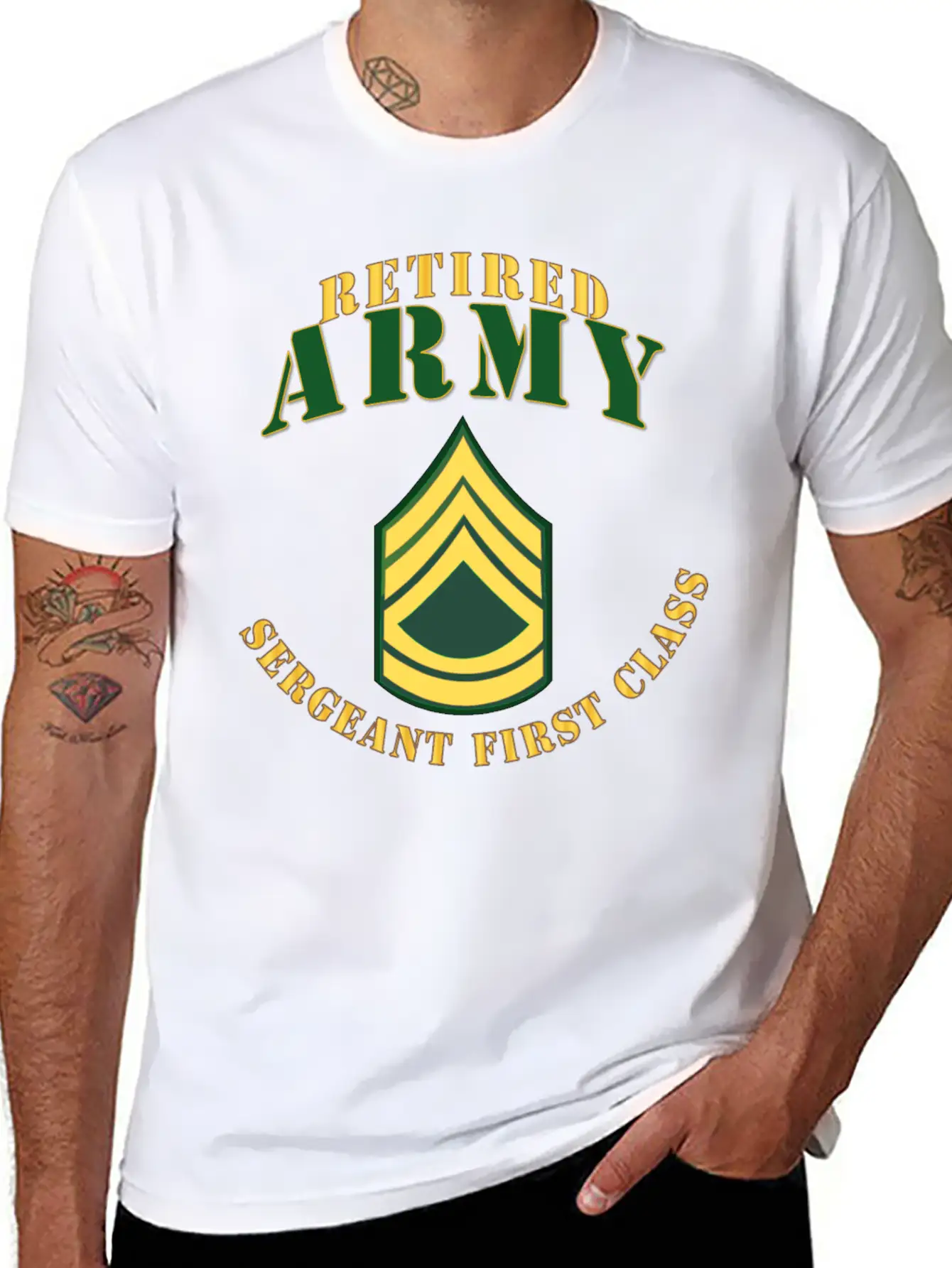 Army ARMY SFC Retired Stylish Everyday T-Shirt – Unisex Basic Cotton Tee