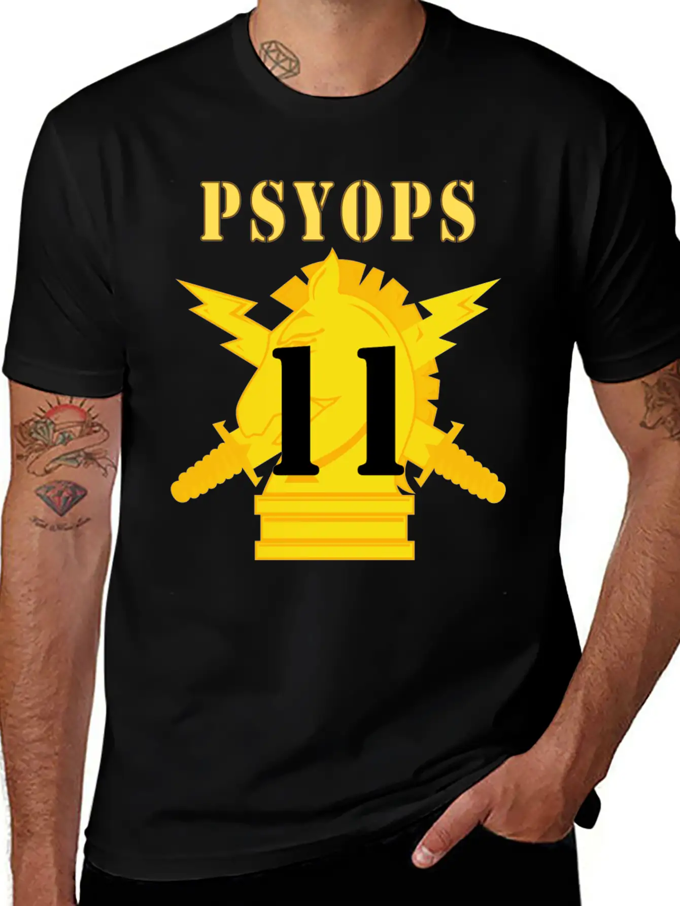 Army PSYOPS W Branch Insignia 11th Battalion Essential Unisex Summer Tee – Soft Cotton Casual Fit
