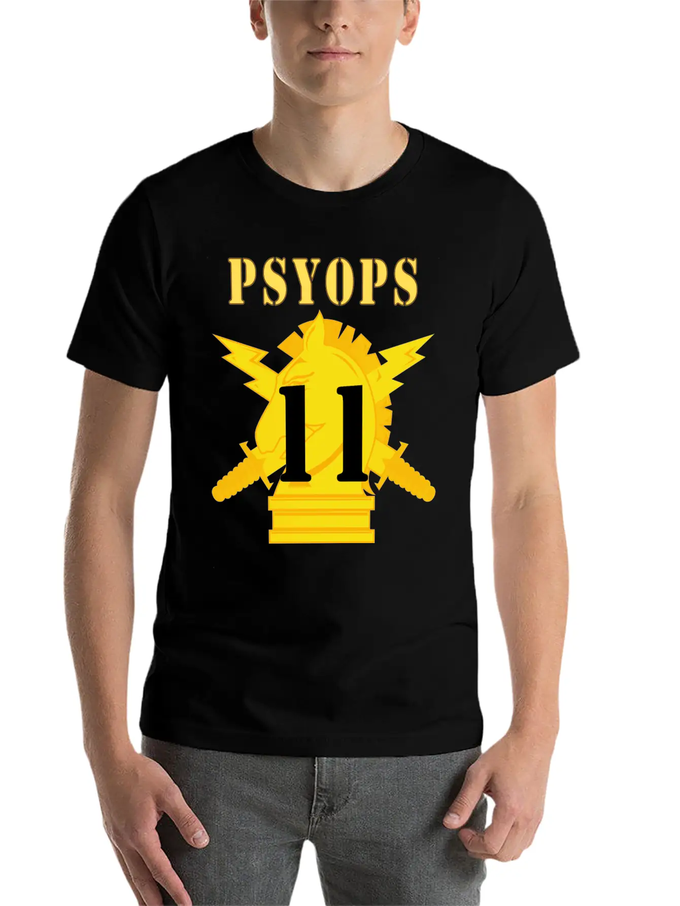 Army PSYOPS W Branch Insignia 11th Battalion Essential Unisex Summer Tee – Soft Cotton Casual Fit