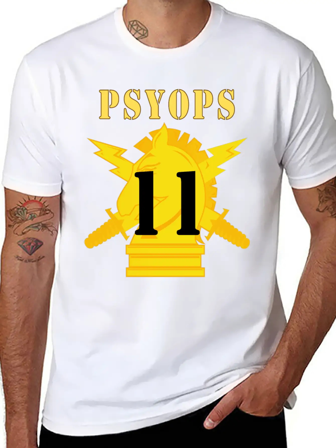 Army PSYOPS W Branch Insignia 11th Battalion Essential Unisex Summer Tee – Soft Cotton Casual Fit