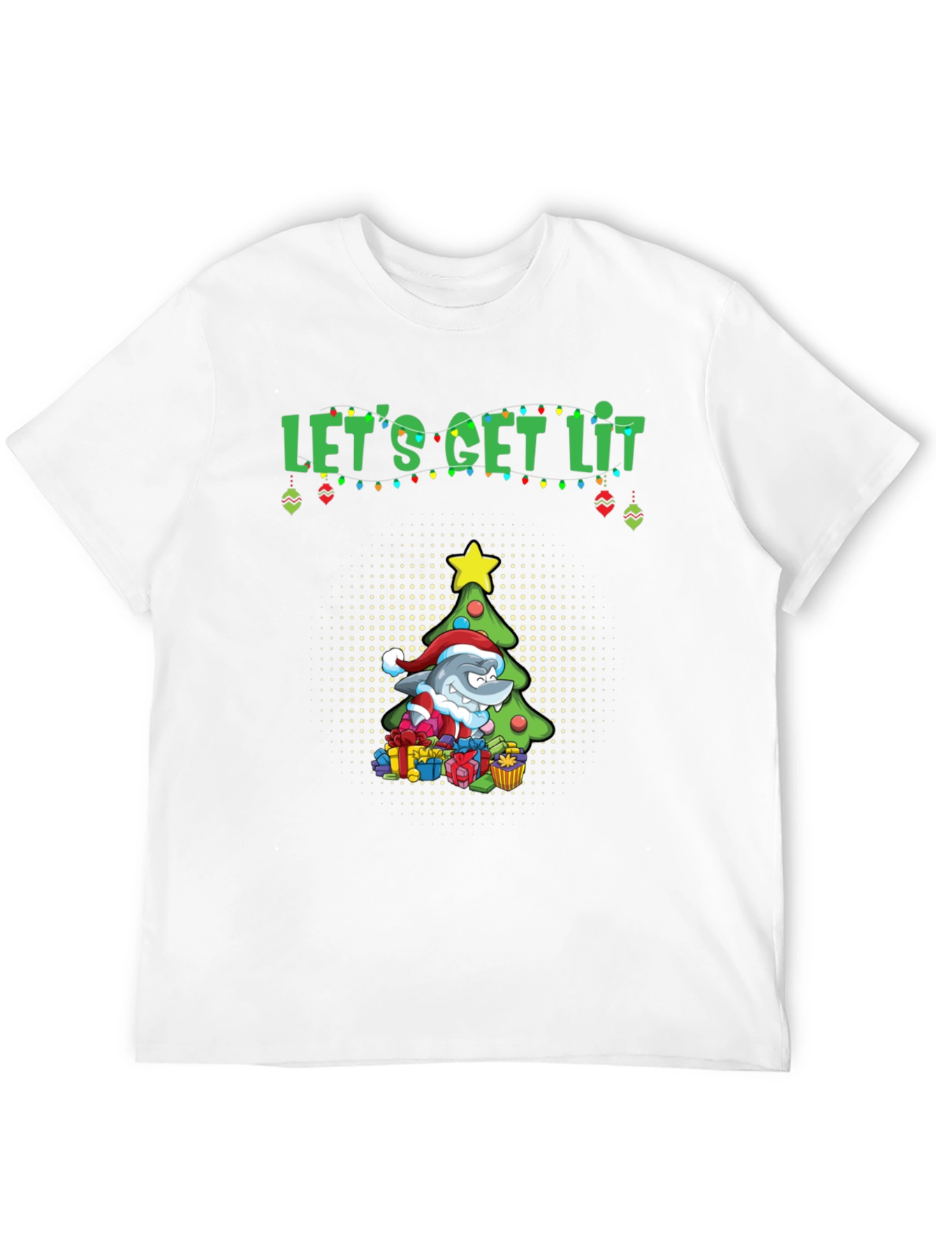 Lets Get Lit Christmas Shark Graphic Tee