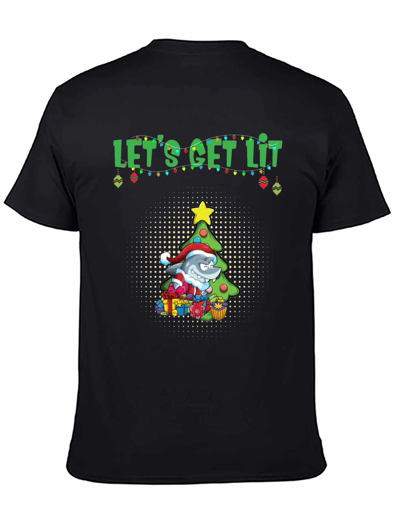 Lets Get Lit Christmas Shark Graphic Tee