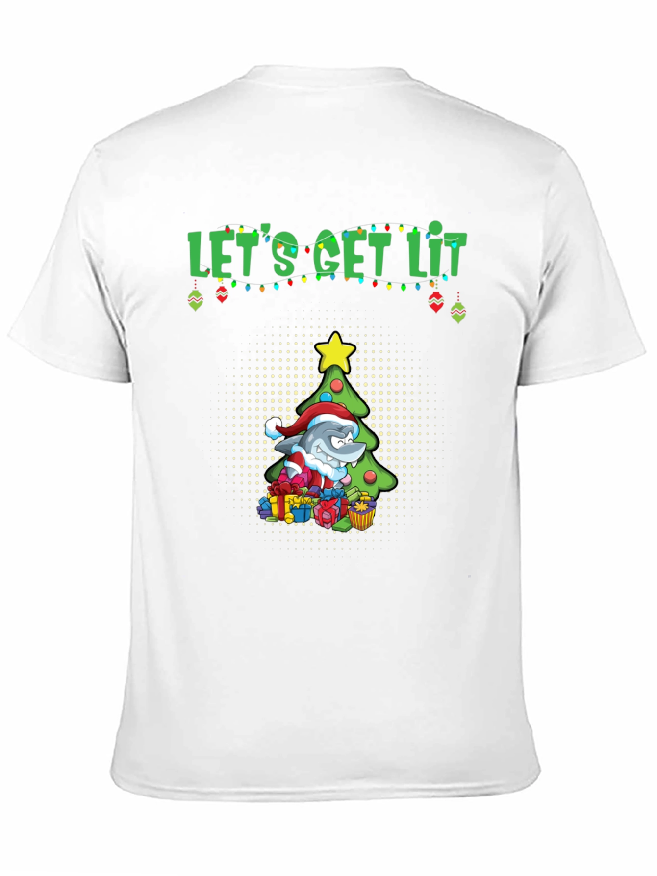 Lets Get Lit Christmas Shark Graphic Tee