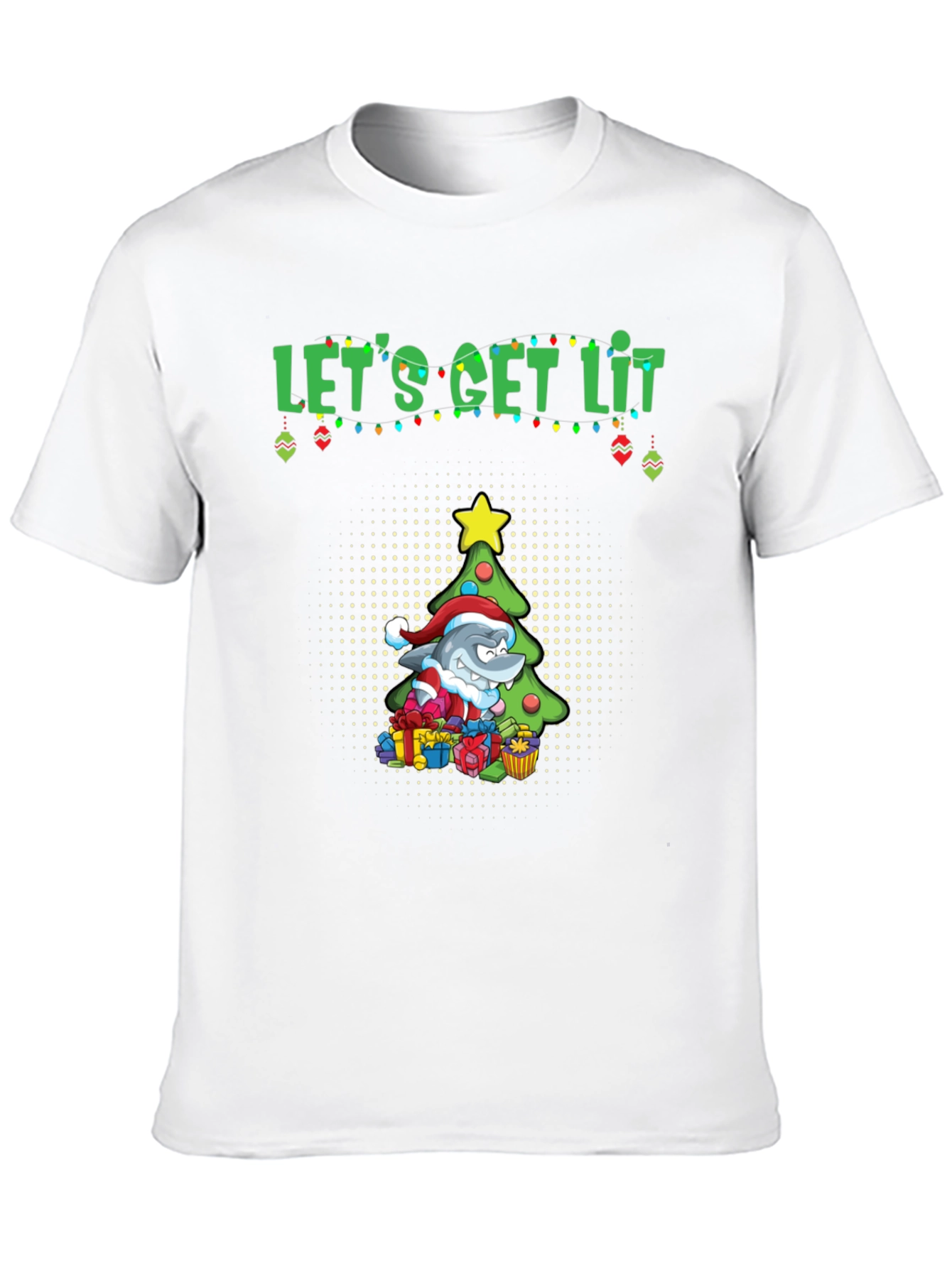 Lets Get Lit Christmas Shark Graphic Tee
