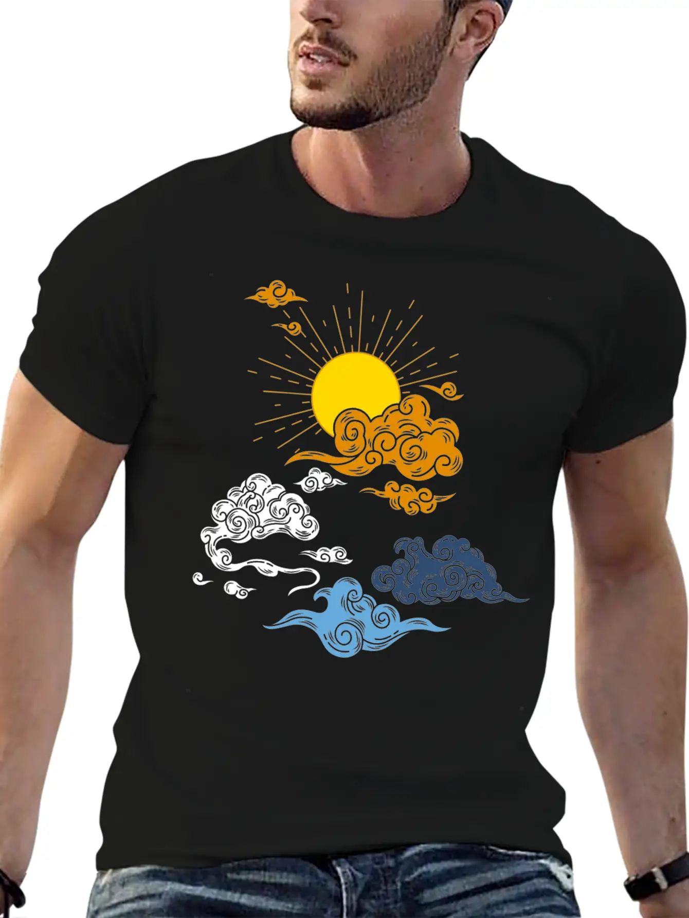 Aro Ace Sun And Clouds. Aroace Pride. Basic Graphic T-Shirt – Daily Comfort In Soft Cotton