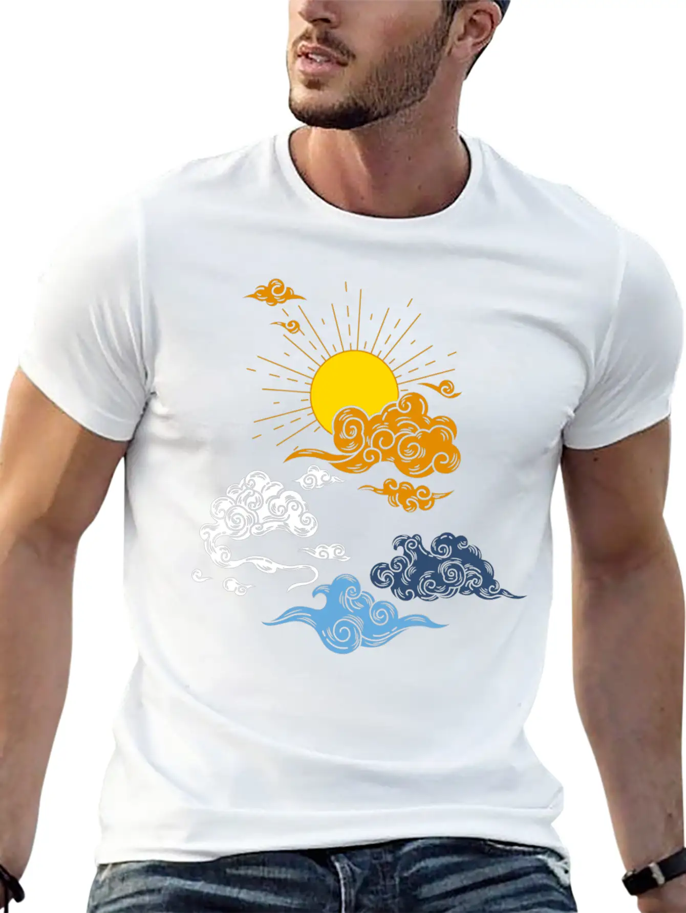 Aro Ace Sun And Clouds. Aroace Pride. Basic Graphic T-Shirt – Daily Comfort In Soft Cotton