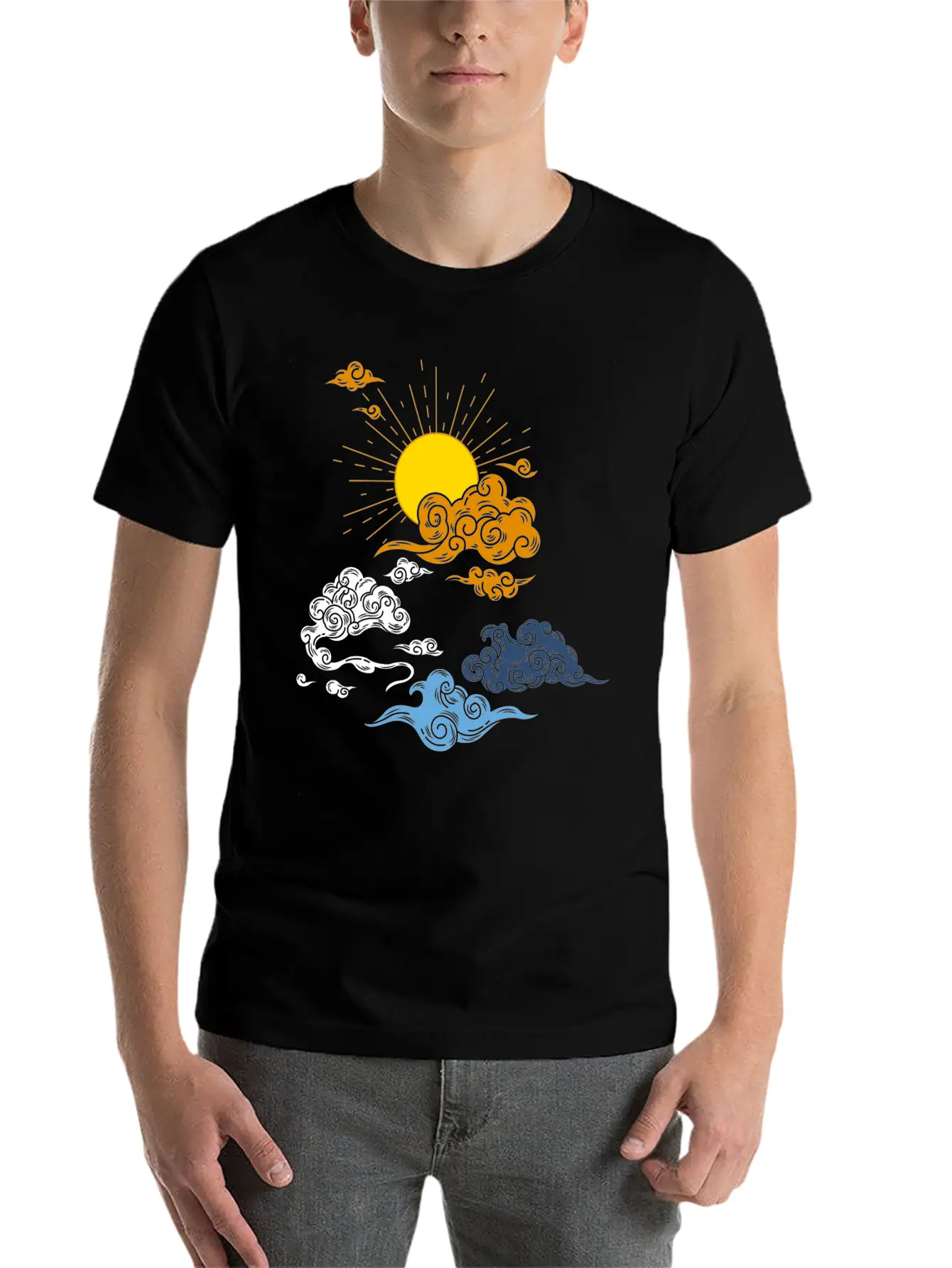 Aro Ace Sun And Clouds. Aroace Pride. Basic Graphic T-Shirt – Daily Comfort In Soft Cotton