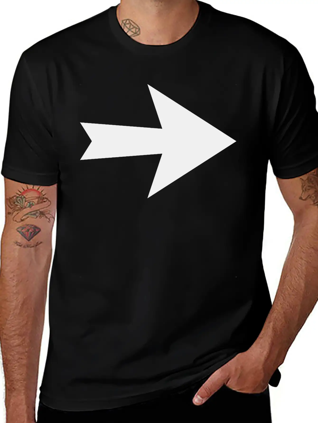 Arrow Direction Sign Unisex Short Sleeve Soft Cotton T-Shirt – Casual Everyday Wear
