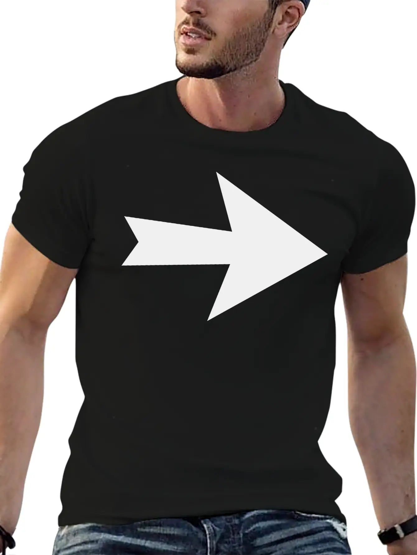 Arrow Direction Sign Unisex Short Sleeve Soft Cotton T-Shirt – Casual Everyday Wear