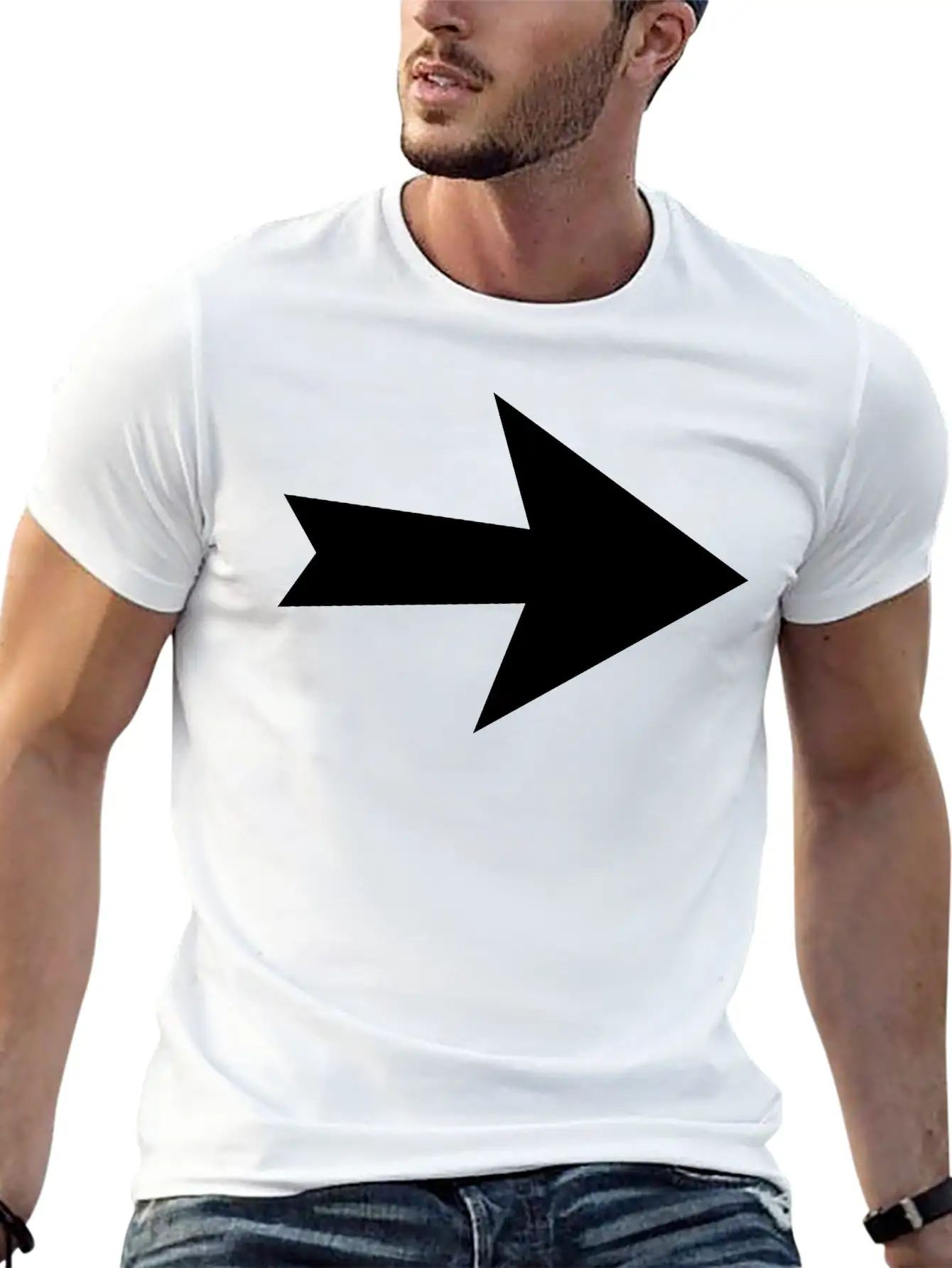 Arrow Direction Sign Unisex Short Sleeve Soft Cotton T-Shirt – Casual Everyday Wear