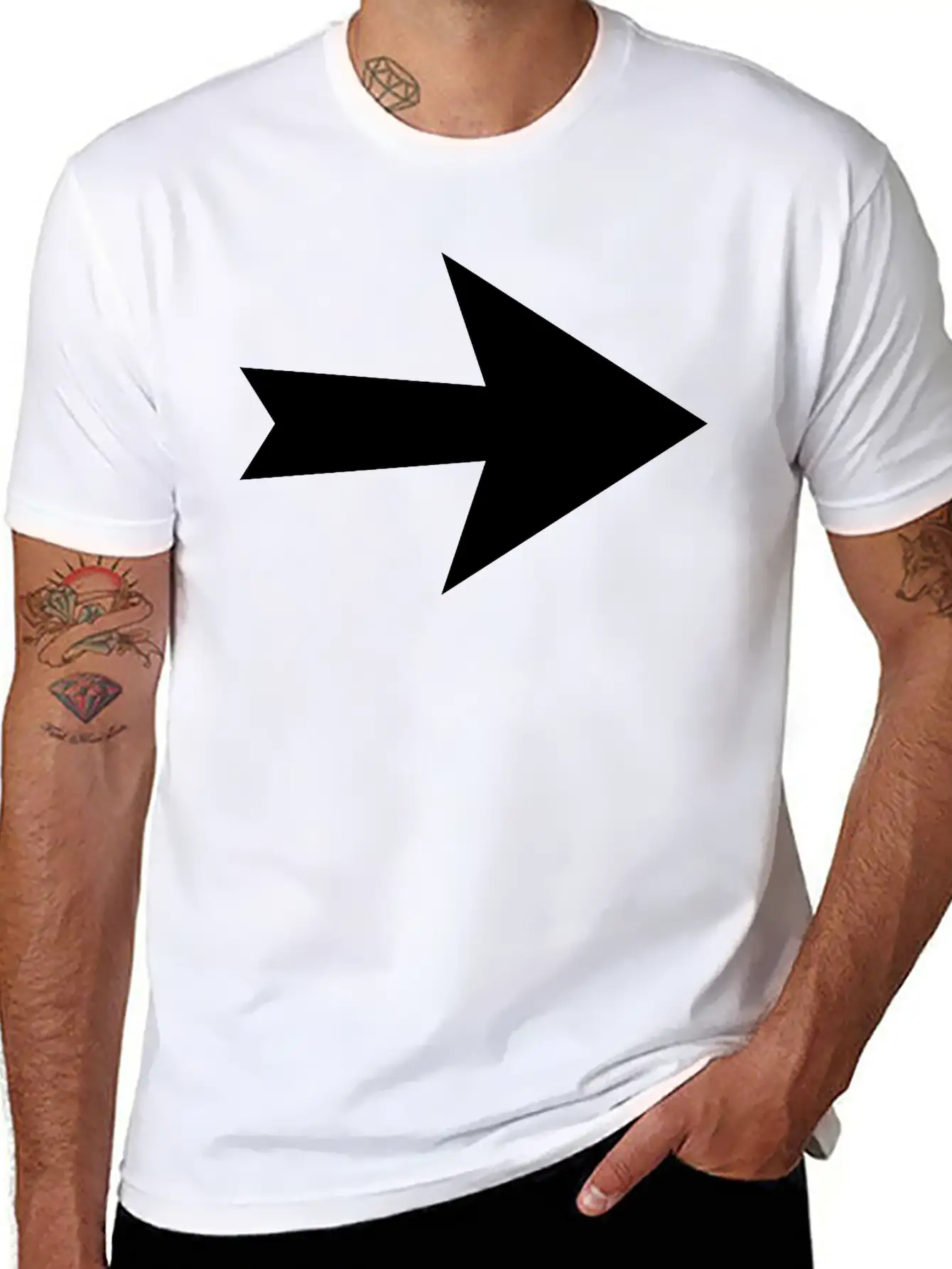 Arrow Direction Sign Unisex Short Sleeve Soft Cotton T-Shirt – Casual Everyday Wear