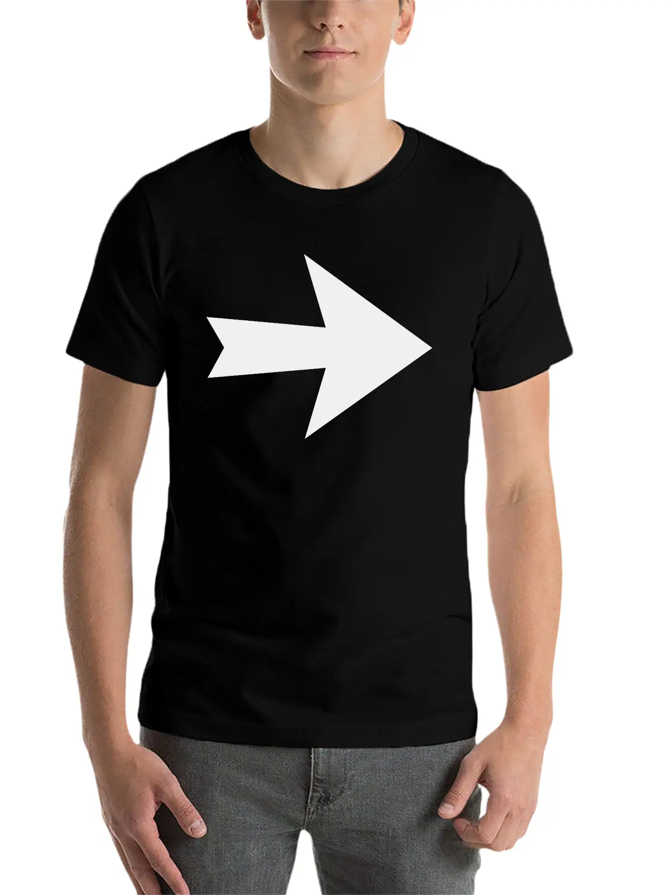 Arrow Direction Sign Unisex Short Sleeve Soft Cotton T-Shirt – Casual Everyday Wear