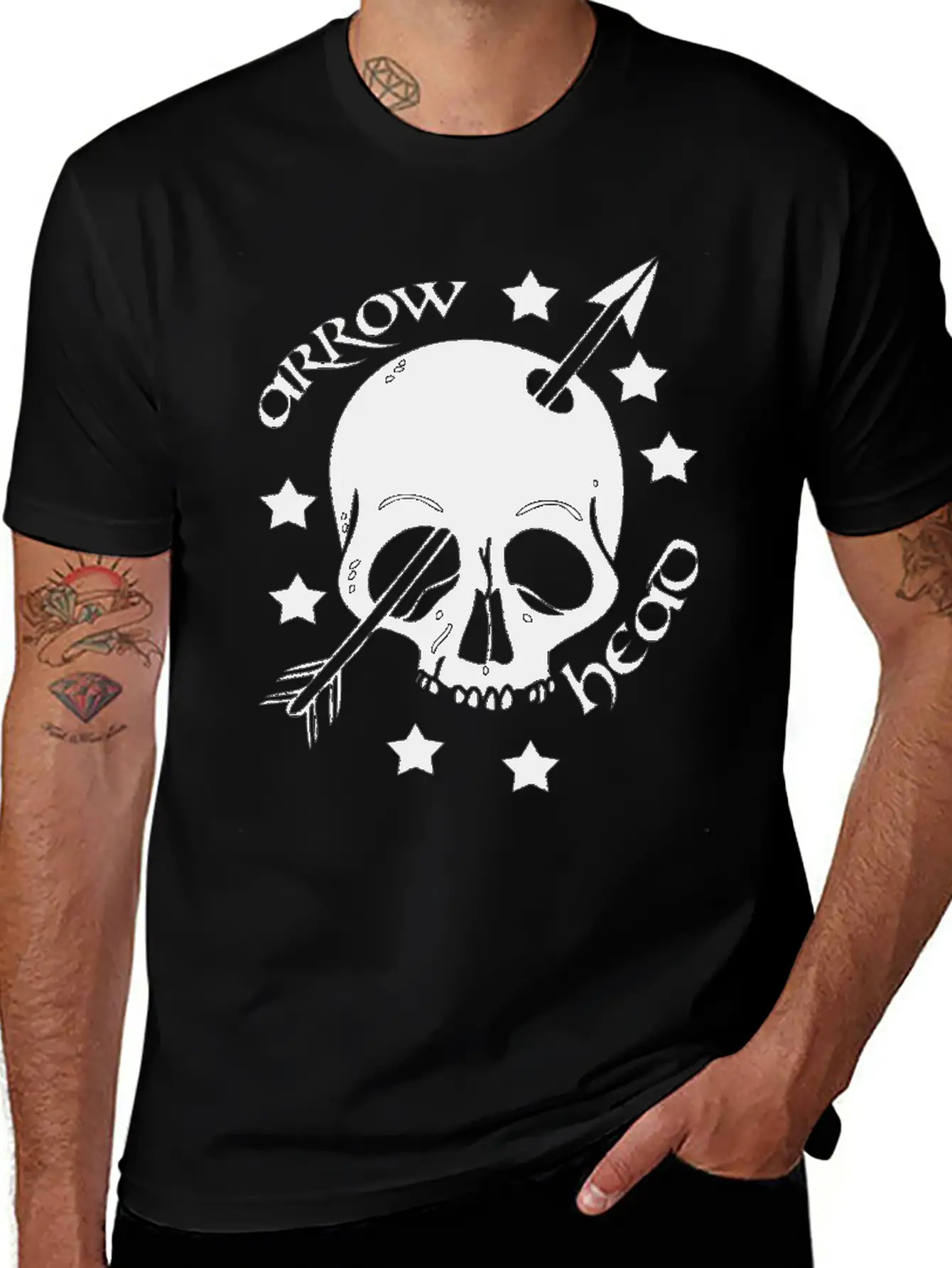 Arrow Skull Head Unisex Short Sleeve Soft Cotton T-Shirt – Casual Everyday Wear
