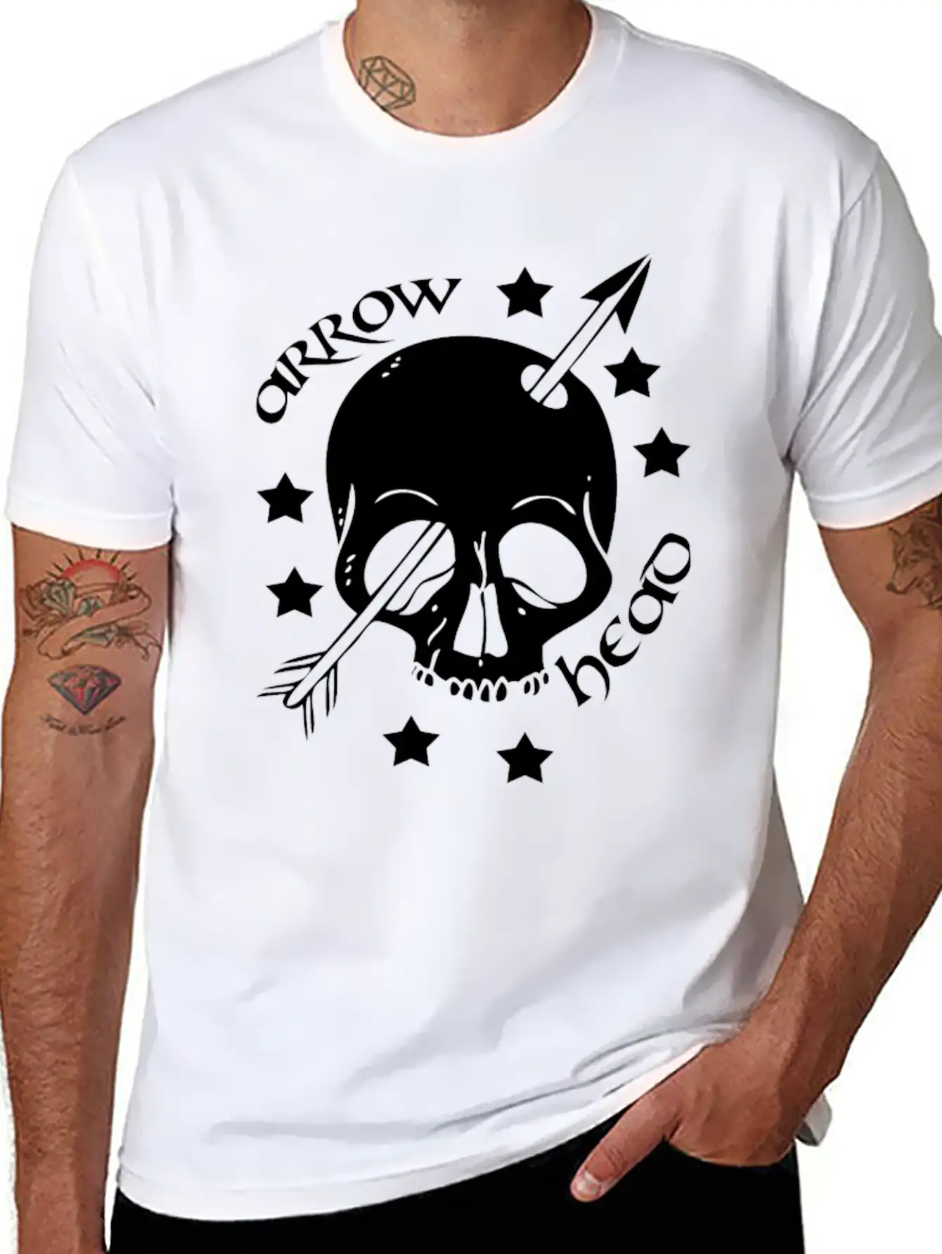 Arrow Skull Head Unisex Short Sleeve Soft Cotton T-Shirt – Casual Everyday Wear