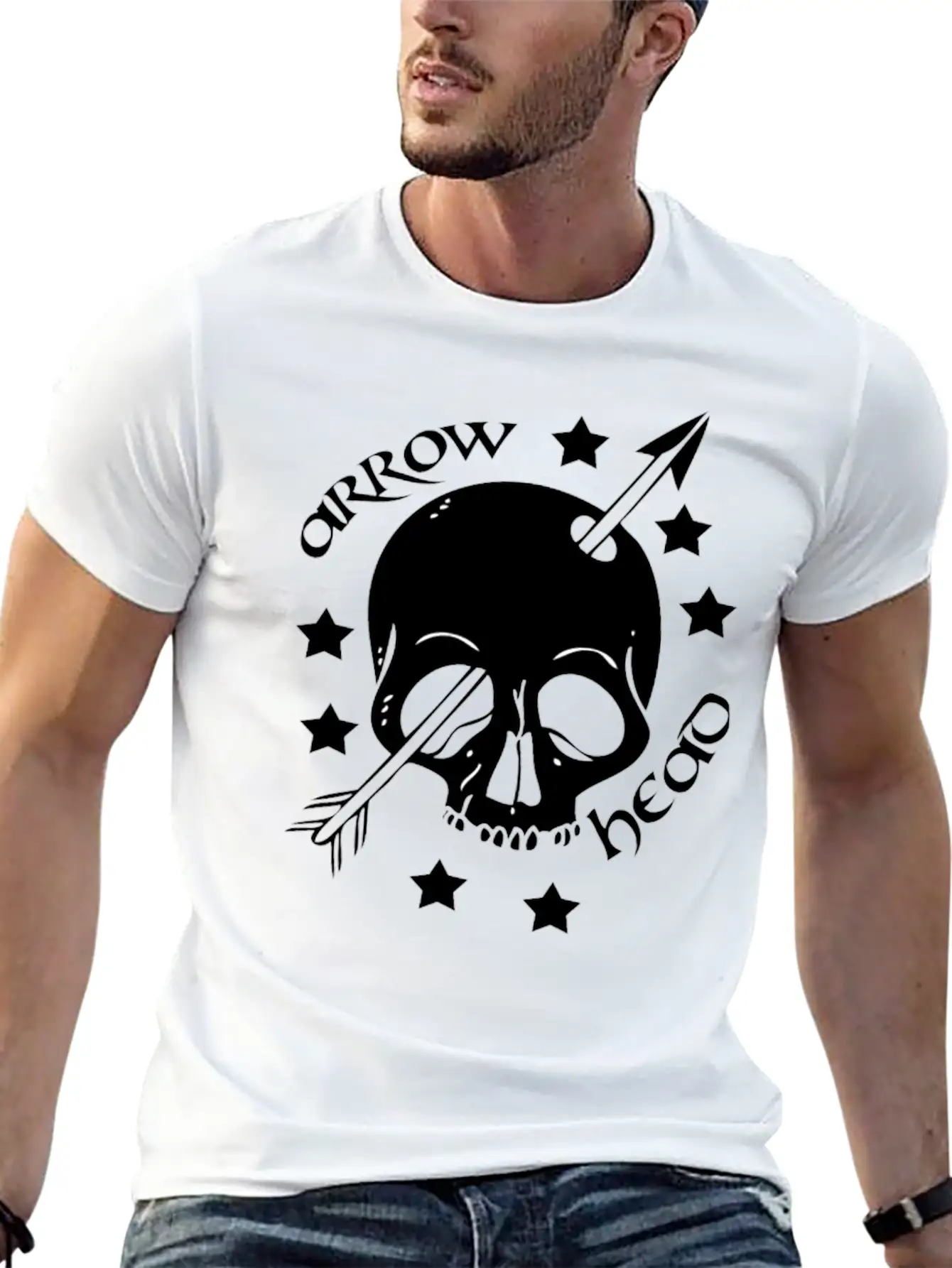 Arrow Skull Head Unisex Short Sleeve Soft Cotton T-Shirt – Casual Everyday Wear