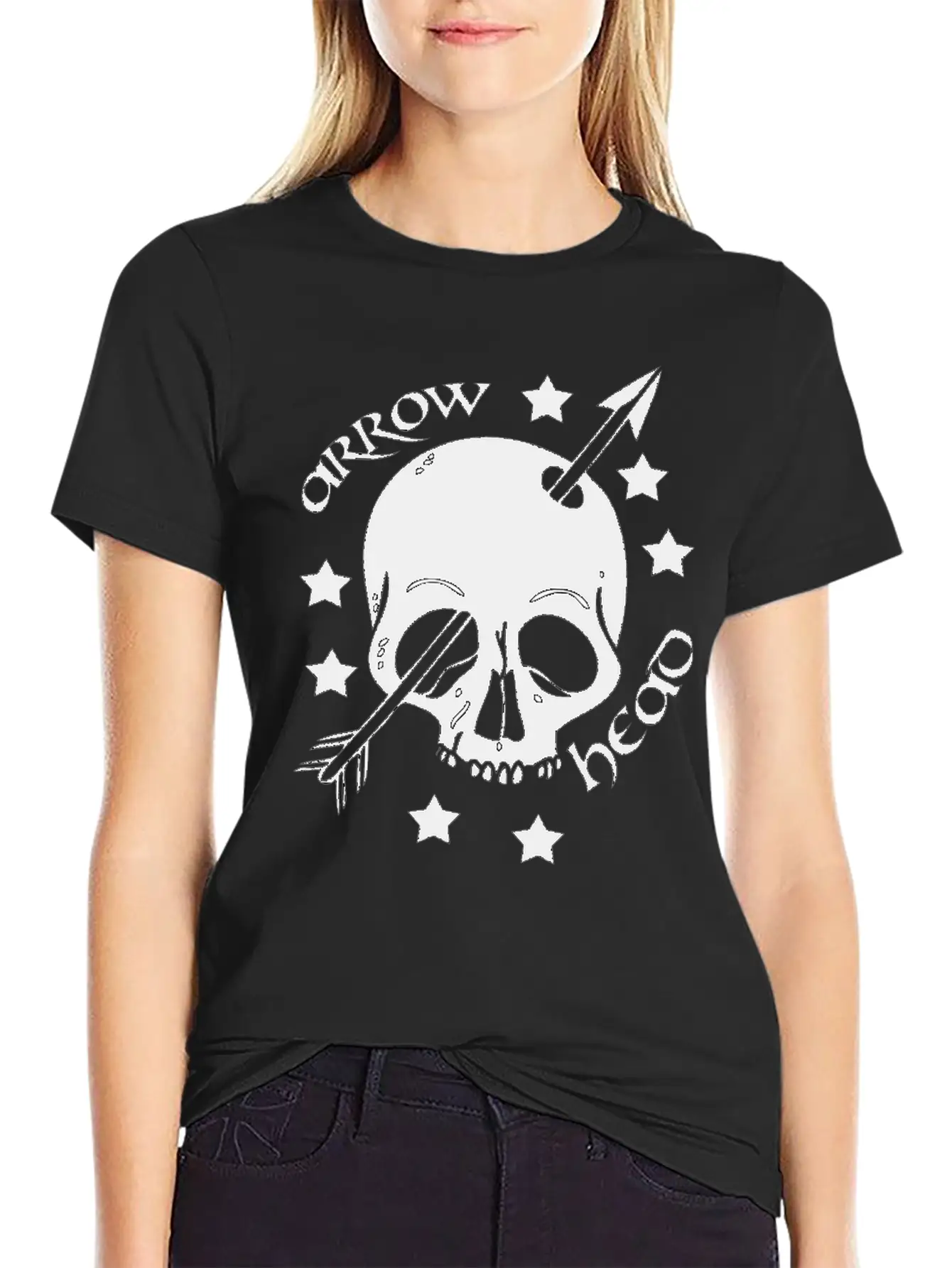 Arrow Skull Head Unisex Short Sleeve Soft Cotton T-Shirt – Casual Everyday Wear
