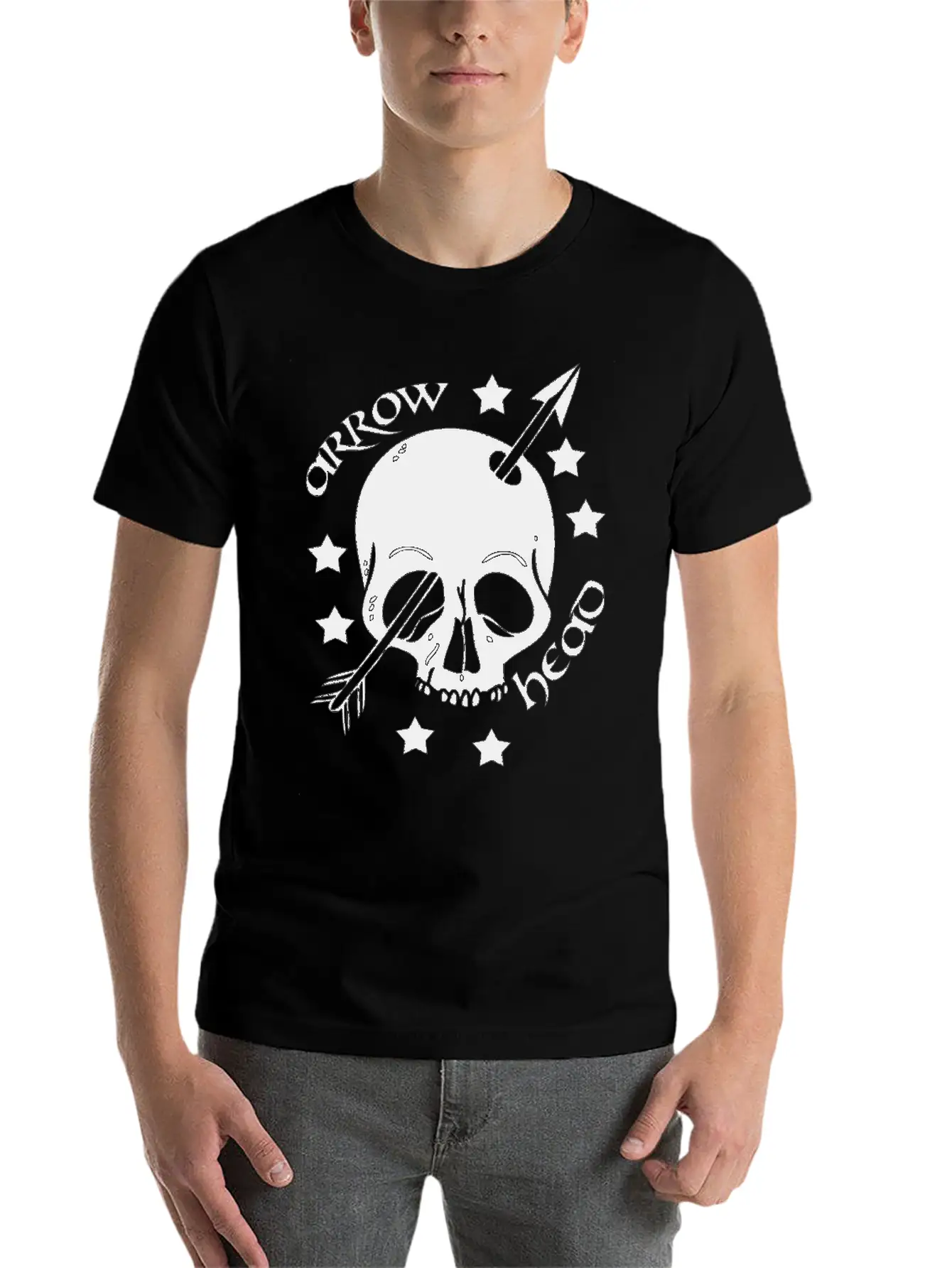 Arrow Skull Head Unisex Short Sleeve Soft Cotton T-Shirt – Casual Everyday Wear