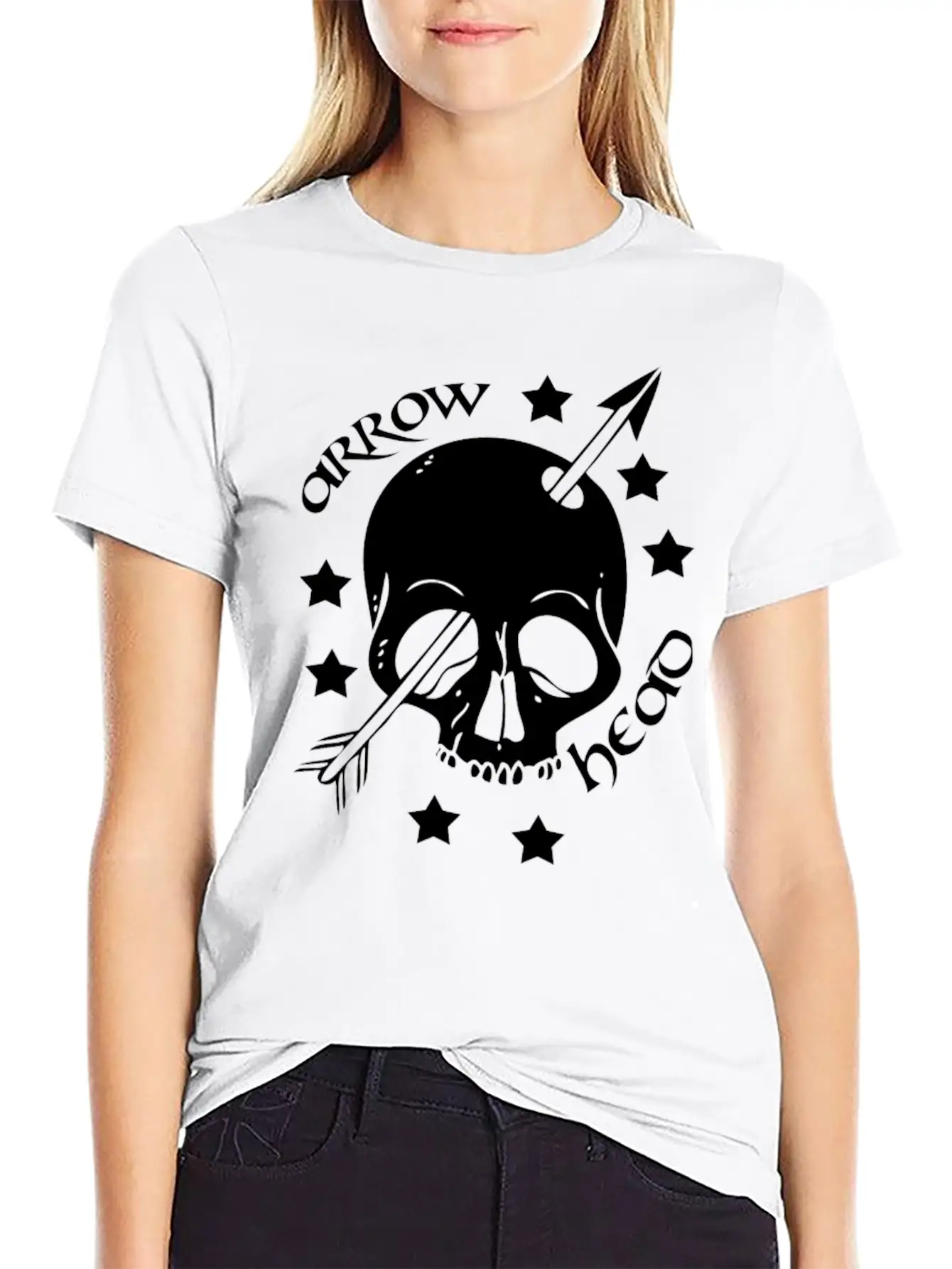 Arrow Skull Head Unisex Short Sleeve Soft Cotton T-Shirt – Casual Everyday Wear