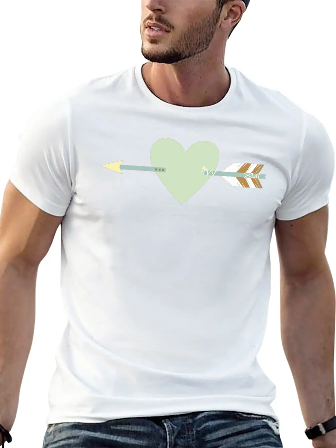Arrow With Heart Unisex Short Sleeve Soft Cotton T-Shirt – Casual Everyday Wear