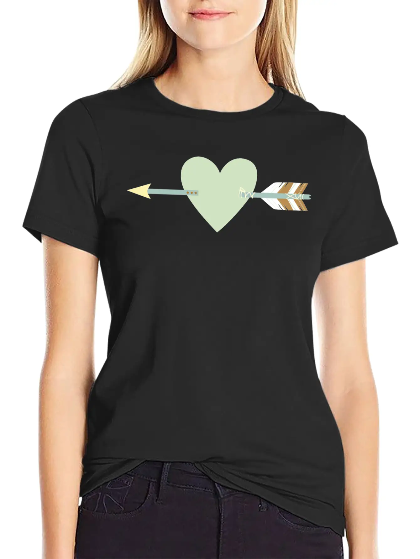 Arrow With Heart Unisex Short Sleeve Soft Cotton T-Shirt – Casual Everyday Wear