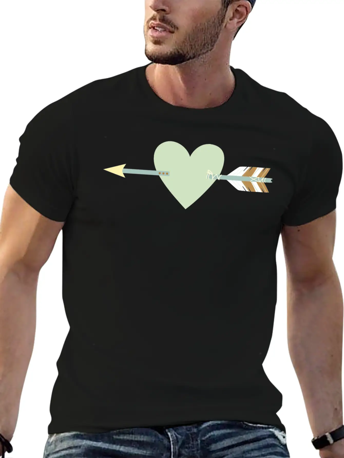 Arrow With Heart Unisex Short Sleeve Soft Cotton T-Shirt – Casual Everyday Wear