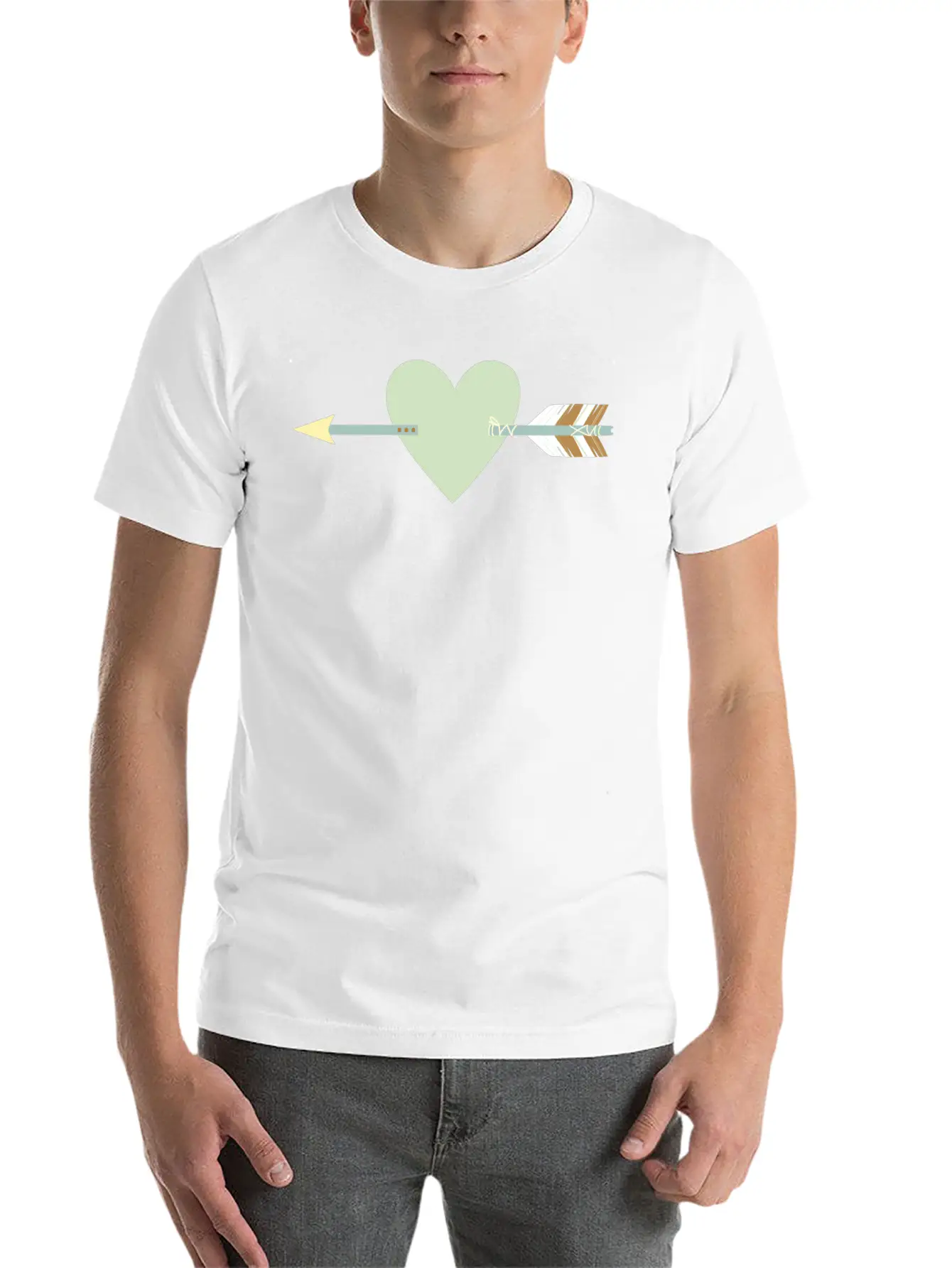 Arrow With Heart Unisex Short Sleeve Soft Cotton T-Shirt – Casual Everyday Wear