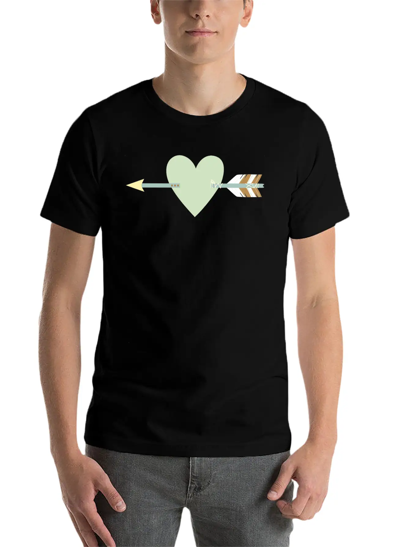 Arrow With Heart Unisex Short Sleeve Soft Cotton T-Shirt – Casual Everyday Wear