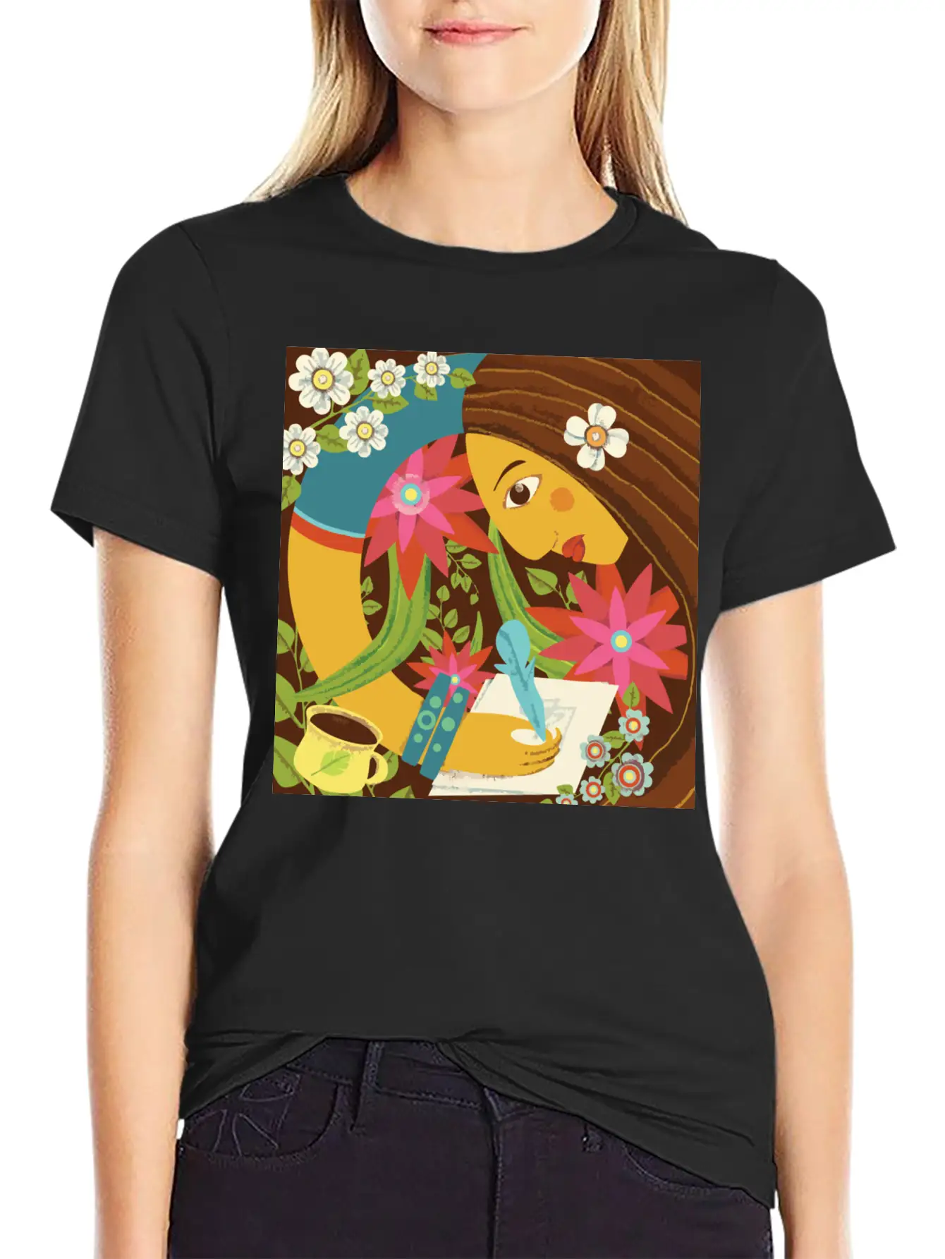 Art In The Morning Floral Basic Graphic T-Shirt – Daily Comfort In Soft Cotton