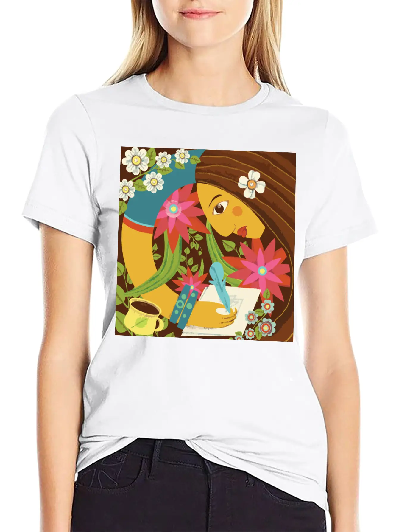 Art In The Morning Floral Basic Graphic T-Shirt – Daily Comfort In Soft Cotton