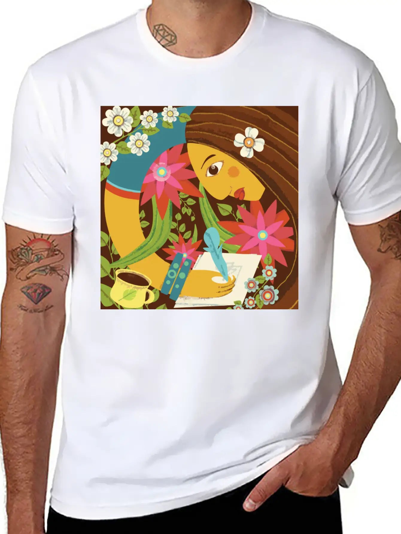 Art In The Morning Floral Basic Graphic T-Shirt – Daily Comfort In Soft Cotton