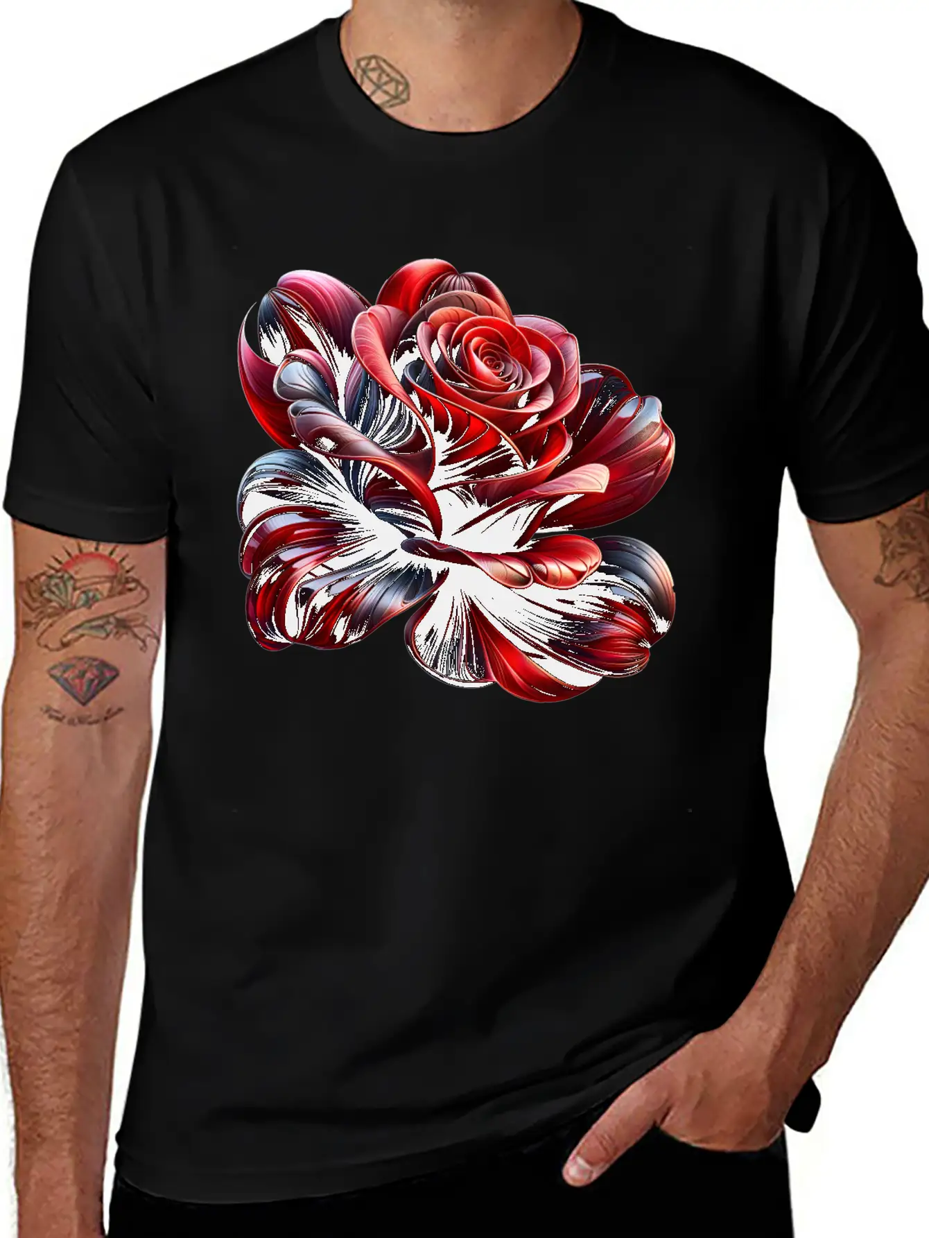Artistic Abstract Rose Stylish Everyday T-Shirt – Unisex Basic Cotton Tee
