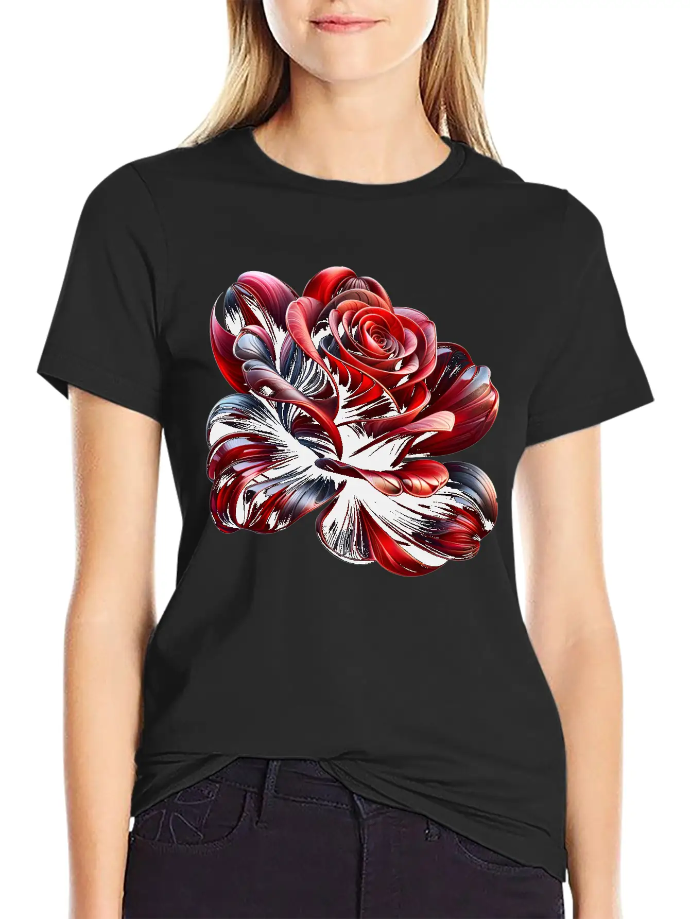 Artistic Abstract Rose Stylish Everyday T-Shirt – Unisex Basic Cotton Tee