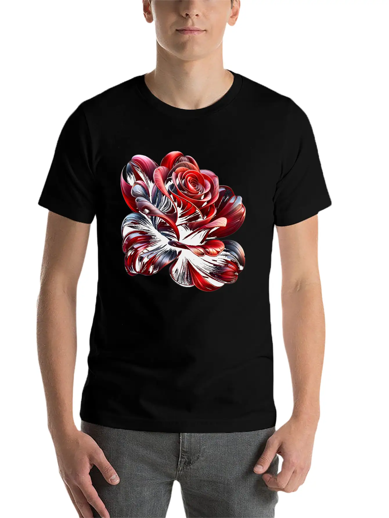 Artistic Abstract Rose Stylish Everyday T-Shirt – Unisex Basic Cotton Tee