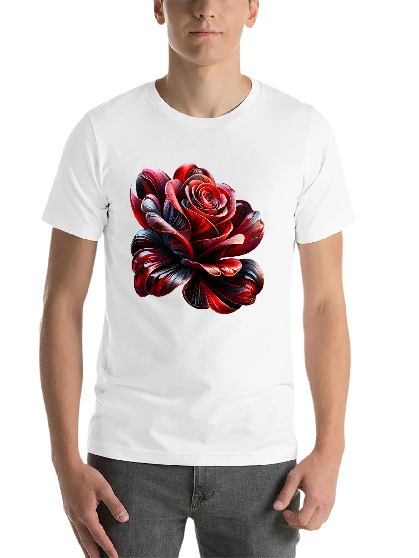 Artistic Abstract Rose Stylish Everyday T-Shirt – Unisex Basic Cotton Tee