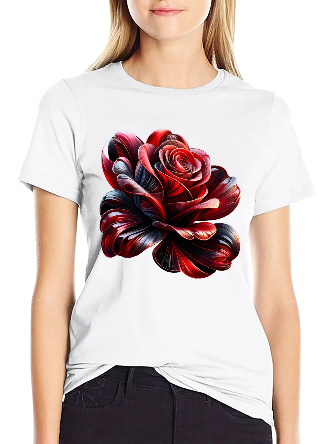 Artistic Abstract Rose Stylish Everyday T-Shirt – Unisex Basic Cotton Tee