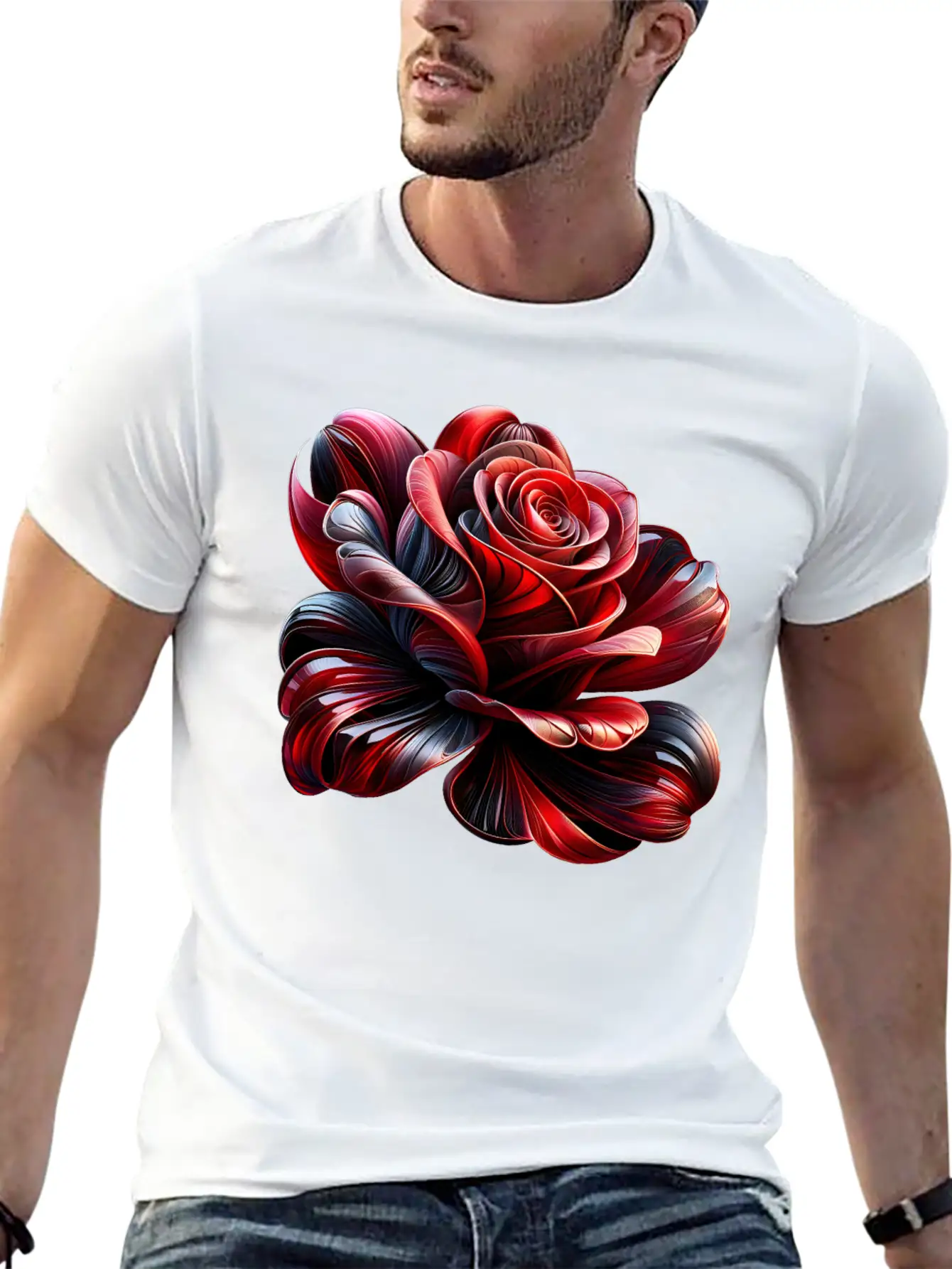 Artistic Abstract Rose Stylish Everyday T-Shirt – Unisex Basic Cotton Tee